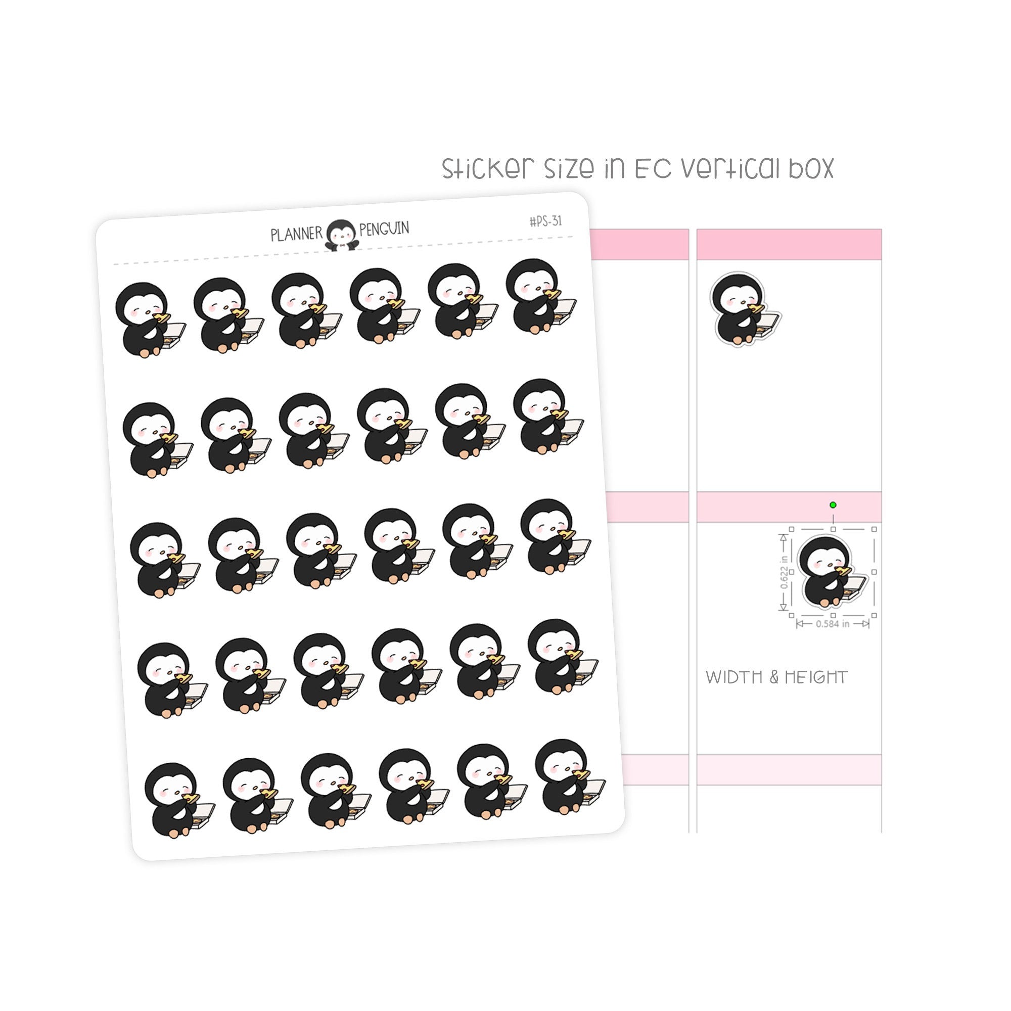 Pizza Night Penguin Planner Stickers
