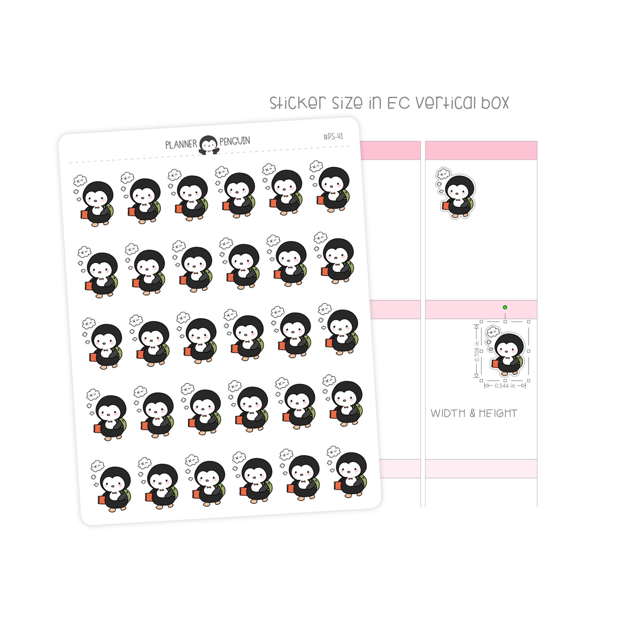 School Study Penguin Planner Stickers