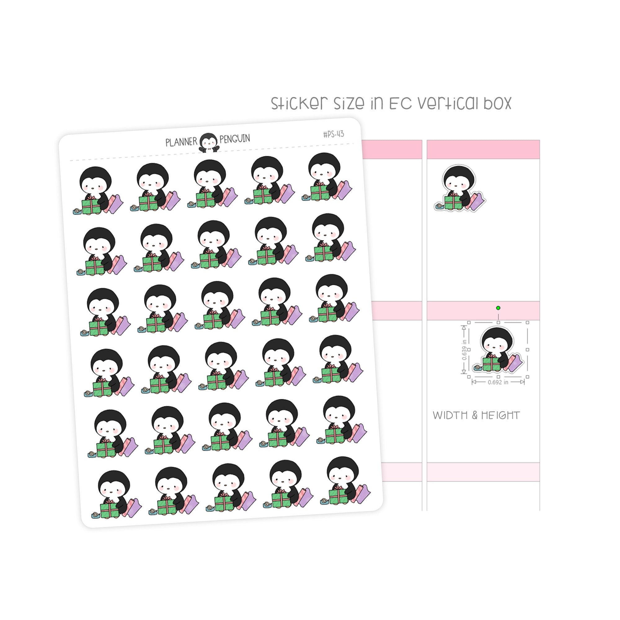 Wrapping Gifts Penguin Planner Stickers