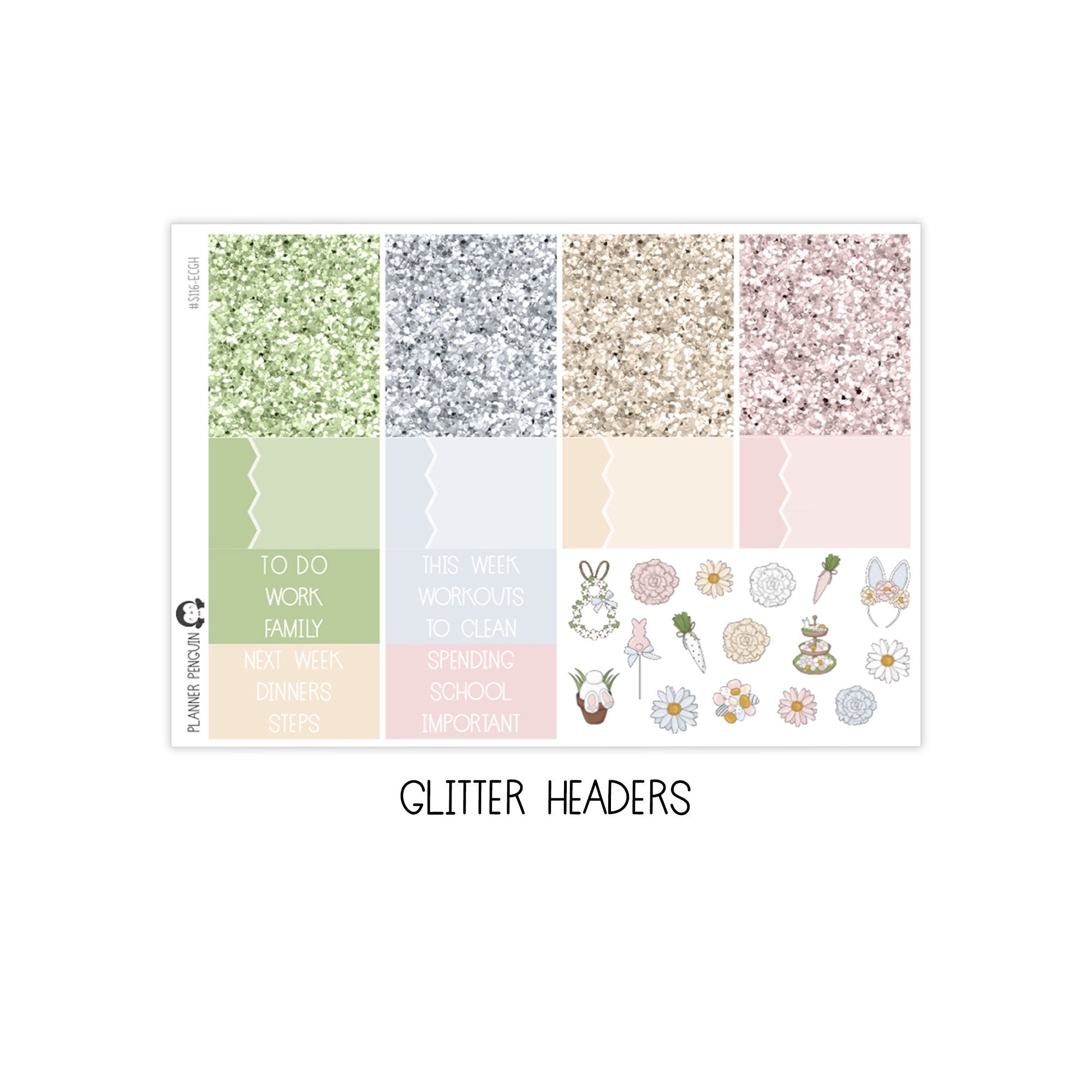 Bunny Hop Weekly Kit Stickers For Vertical Planner or Happy Planner
