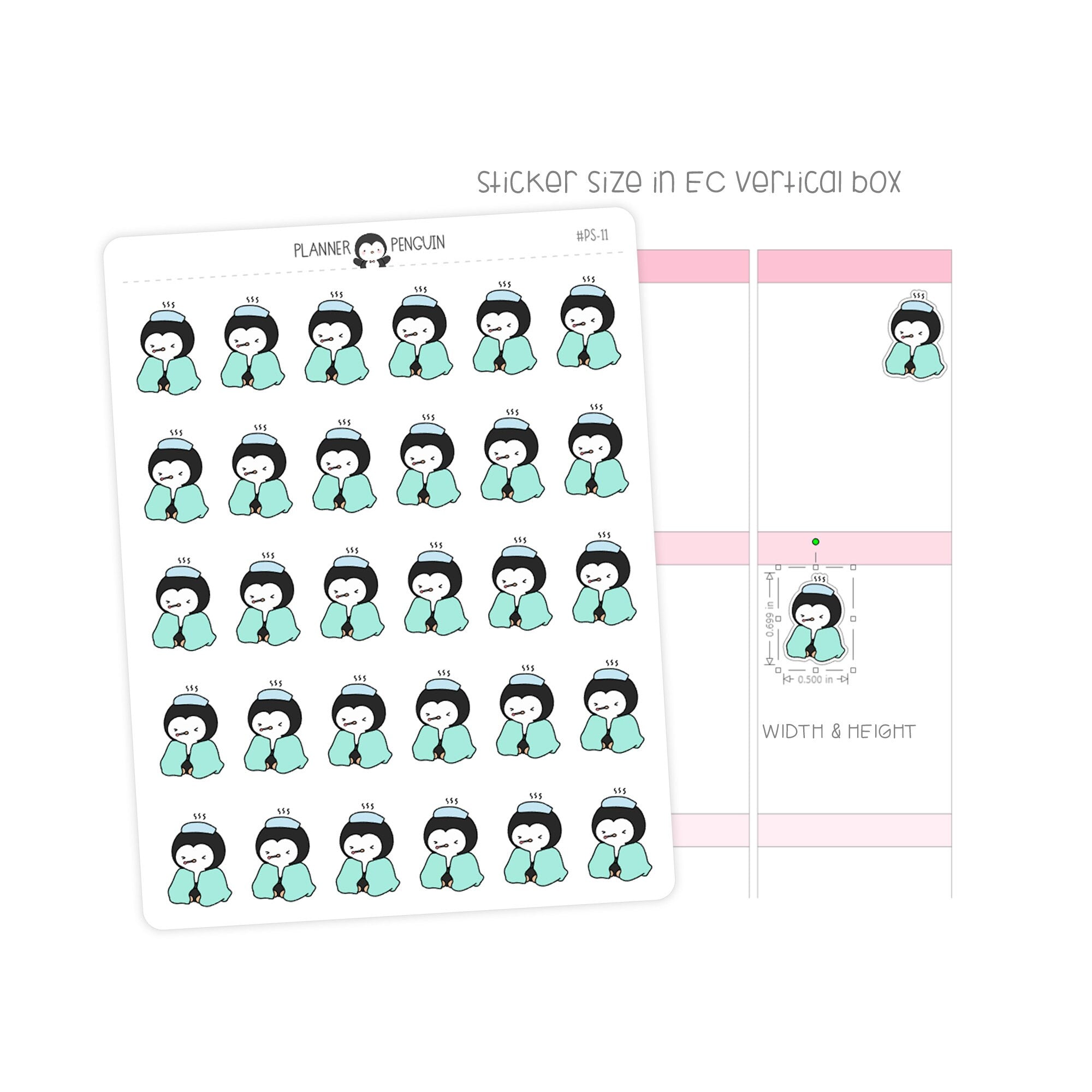 Sick Day Penguin Planner Stickers