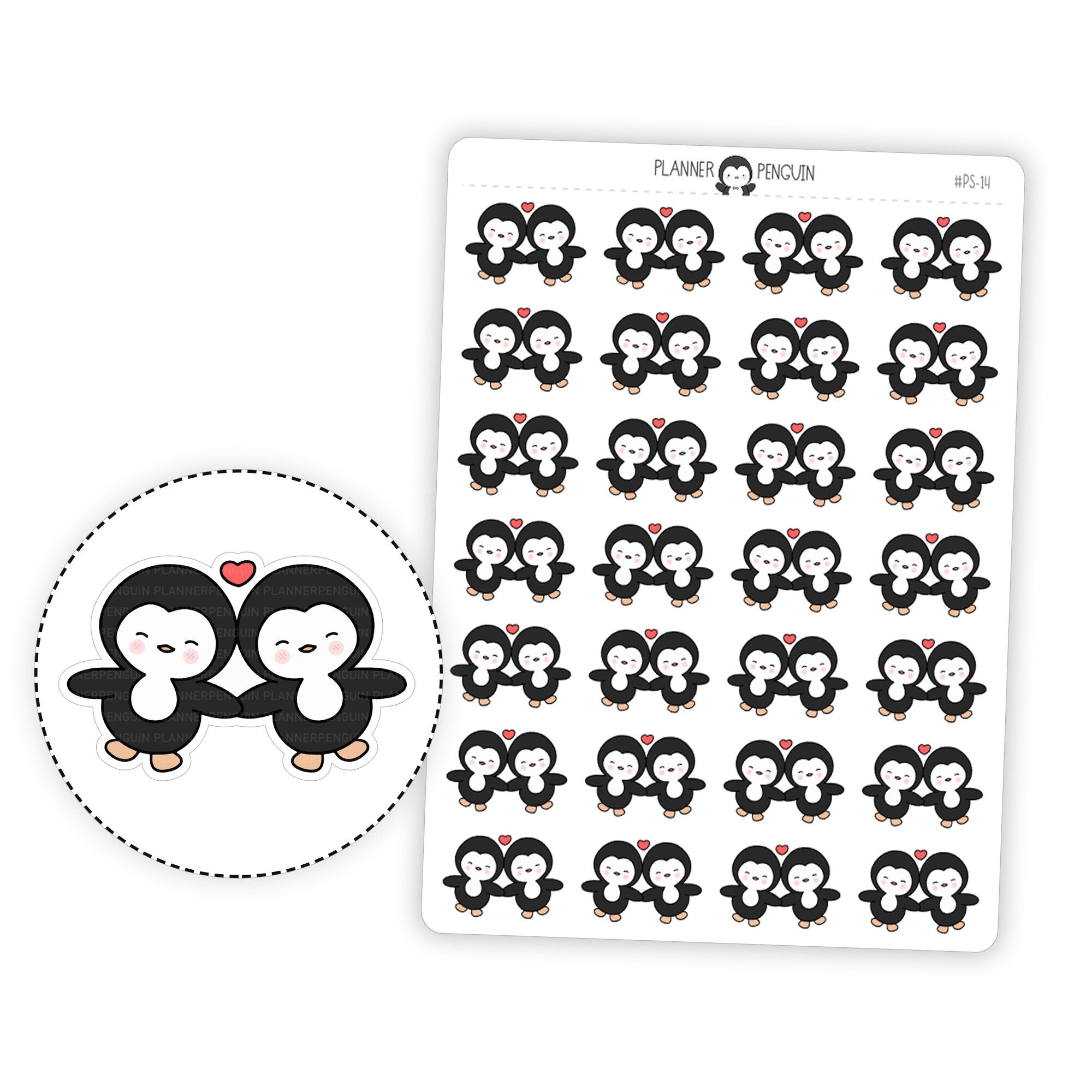 Date Night Love Penguin Planner Stickers