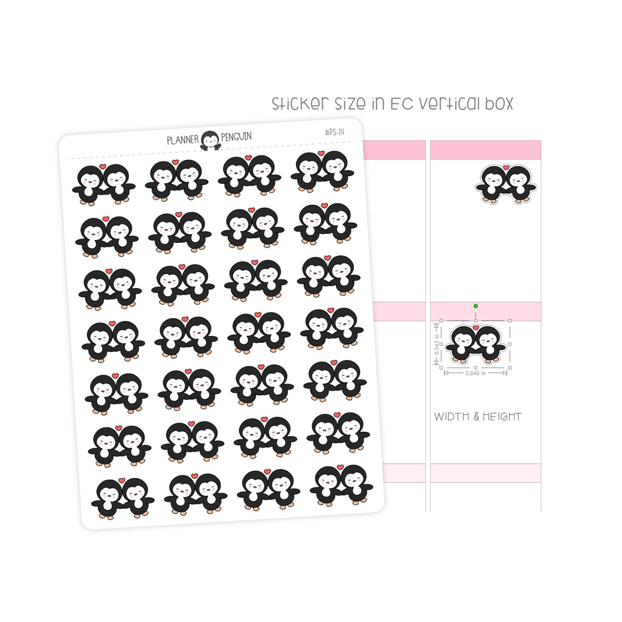 Date Night Love Penguin Planner Stickers