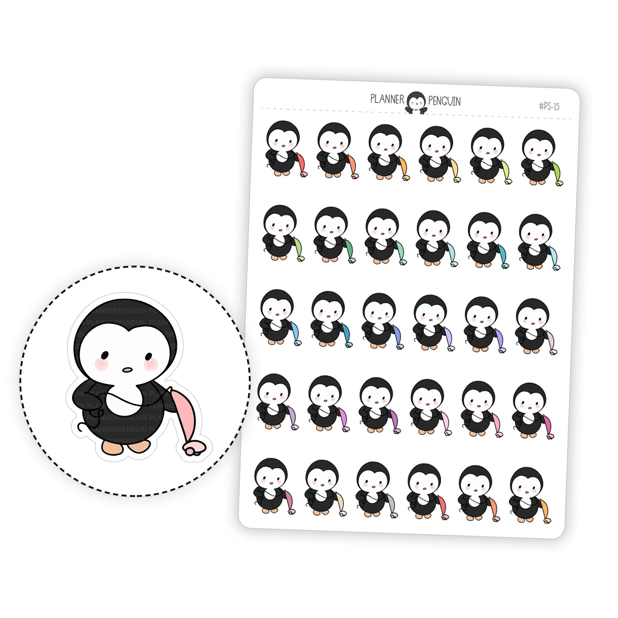 Vacuum Cleaning Penguin Planner Stickers
