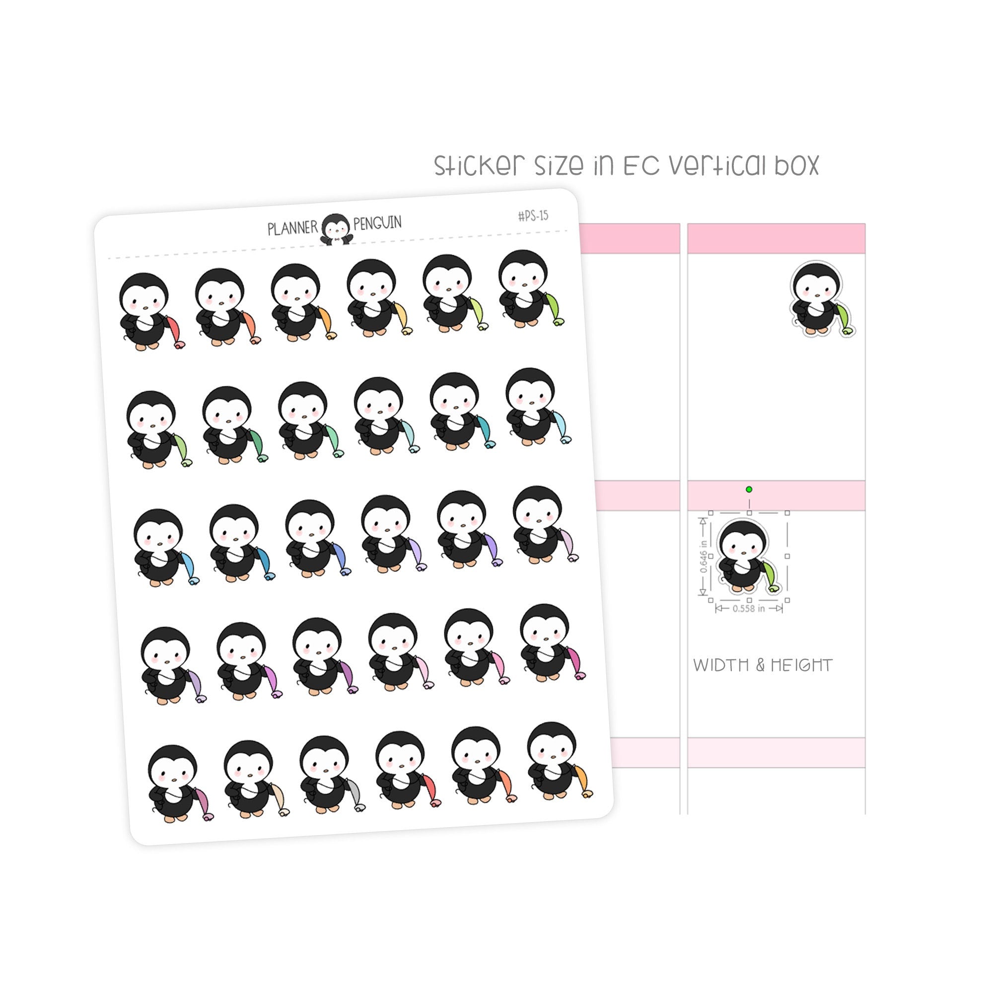 Vacuum Cleaning Penguin Planner Stickers