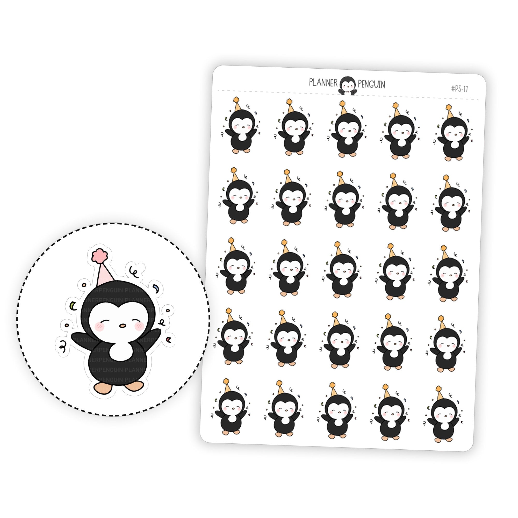 Birthday Celebration Party Penguin Planner Stickers