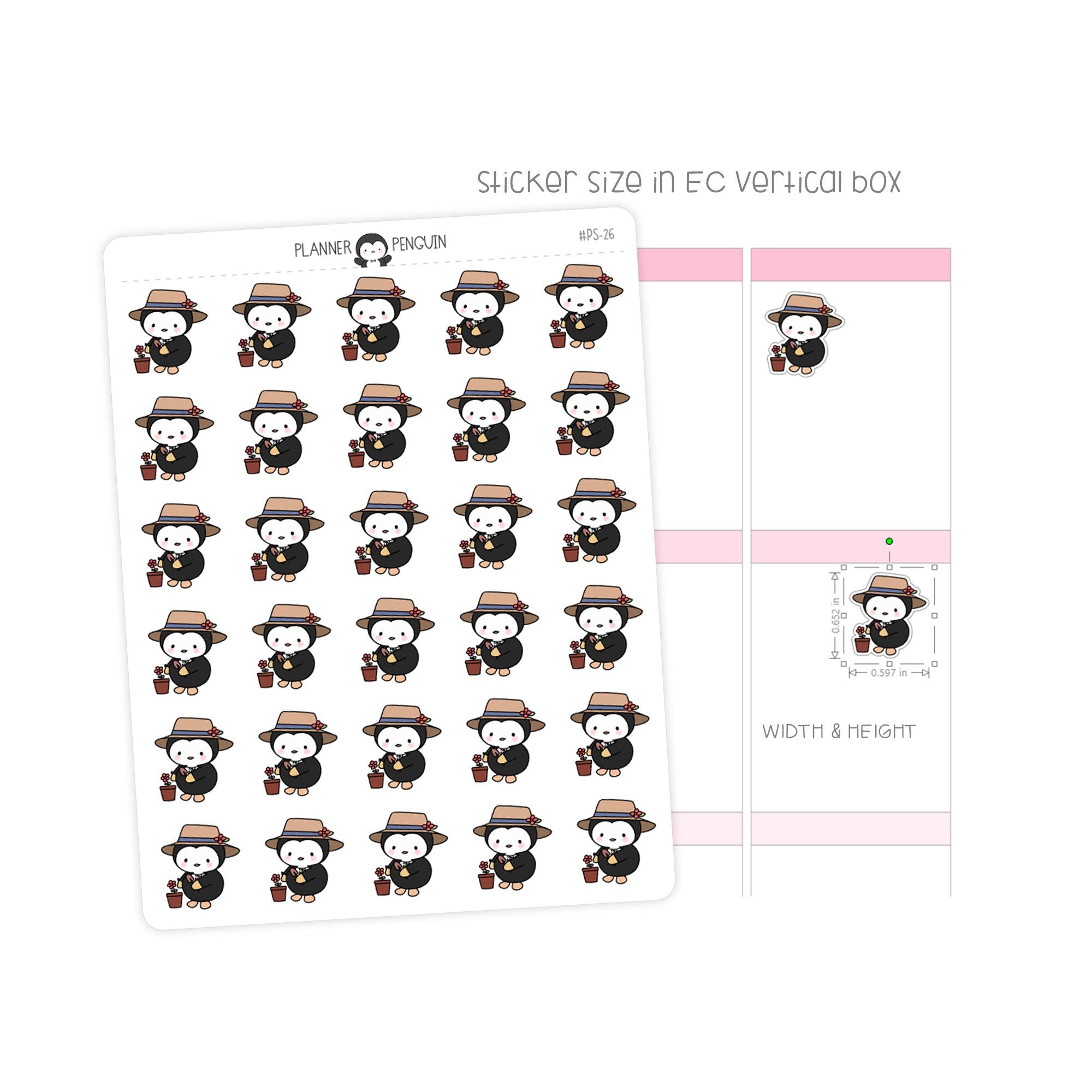 Gardening Penguin Planner Stickers
