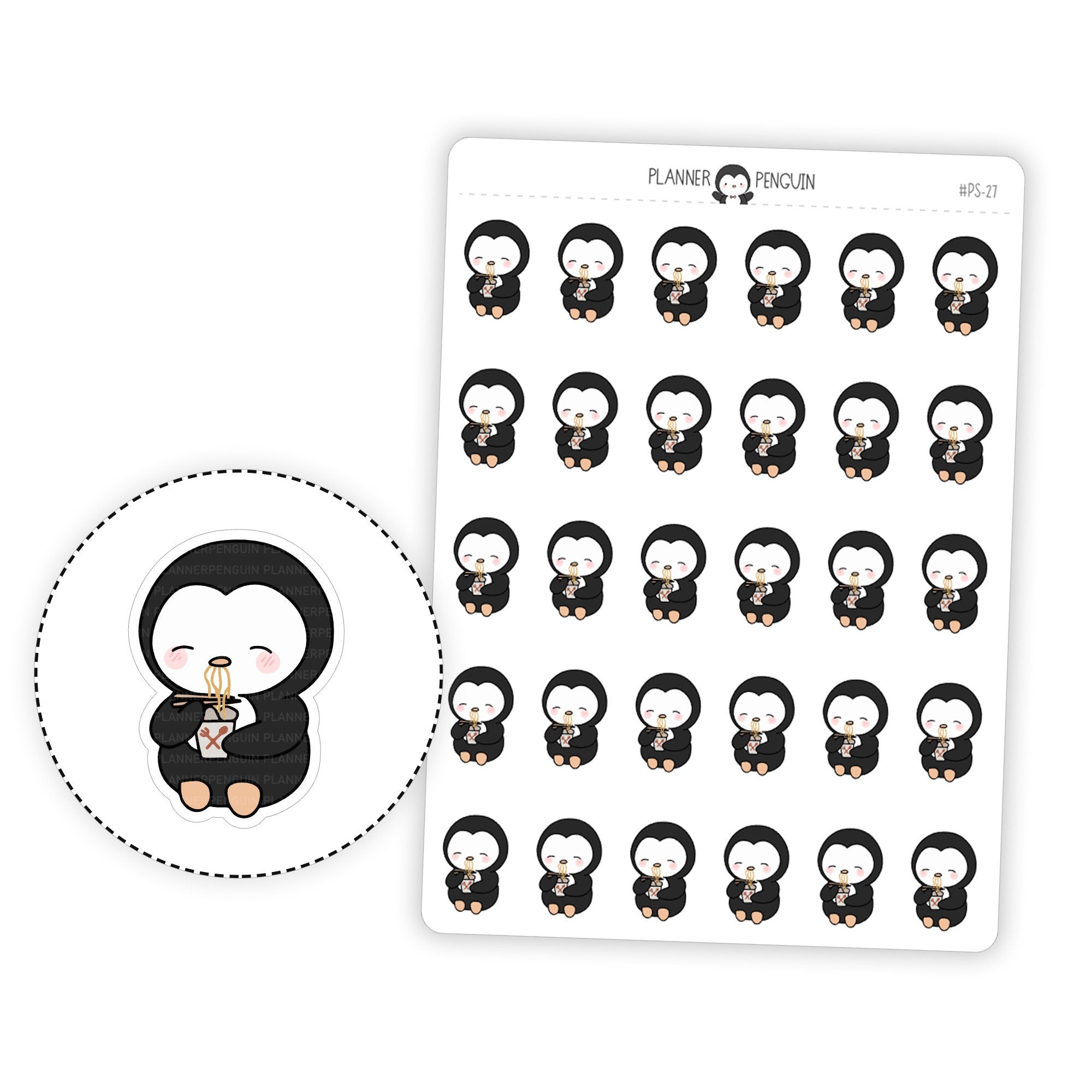 Take Out Food Penguin Planner Stickers