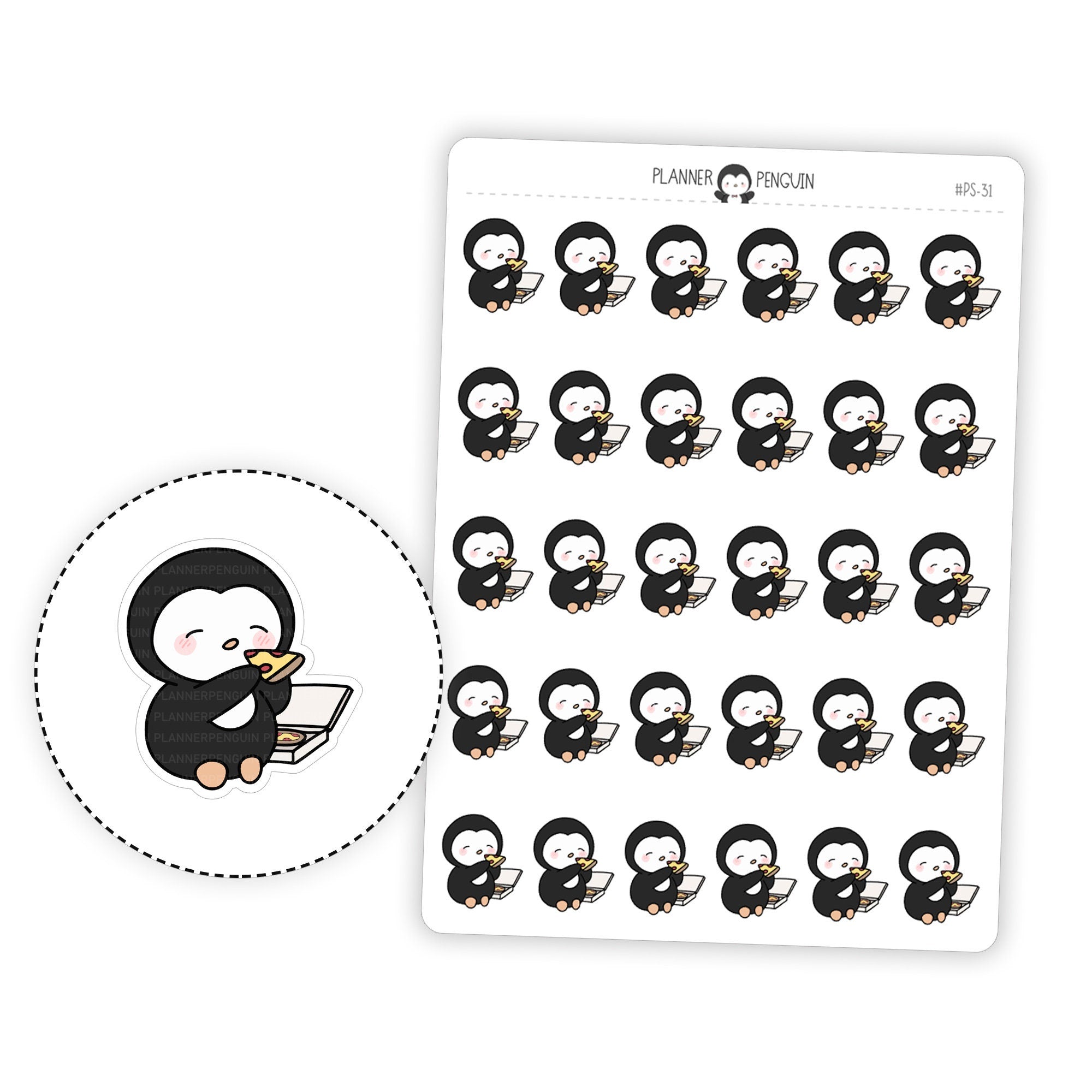 Pizza Night Penguin Planner Stickers