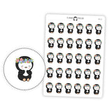 Flower Girl Penguin Planner Stickers