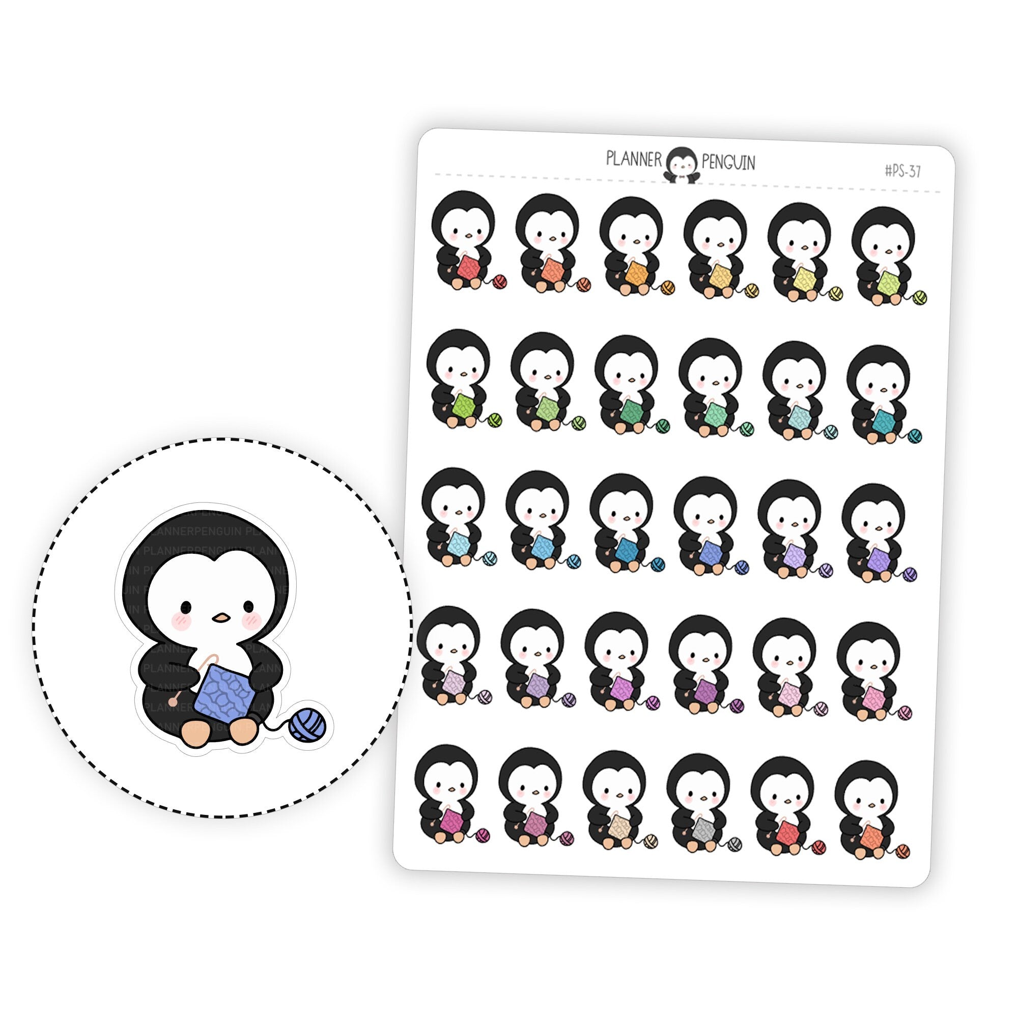 Crochet Penguin Planner Stickers