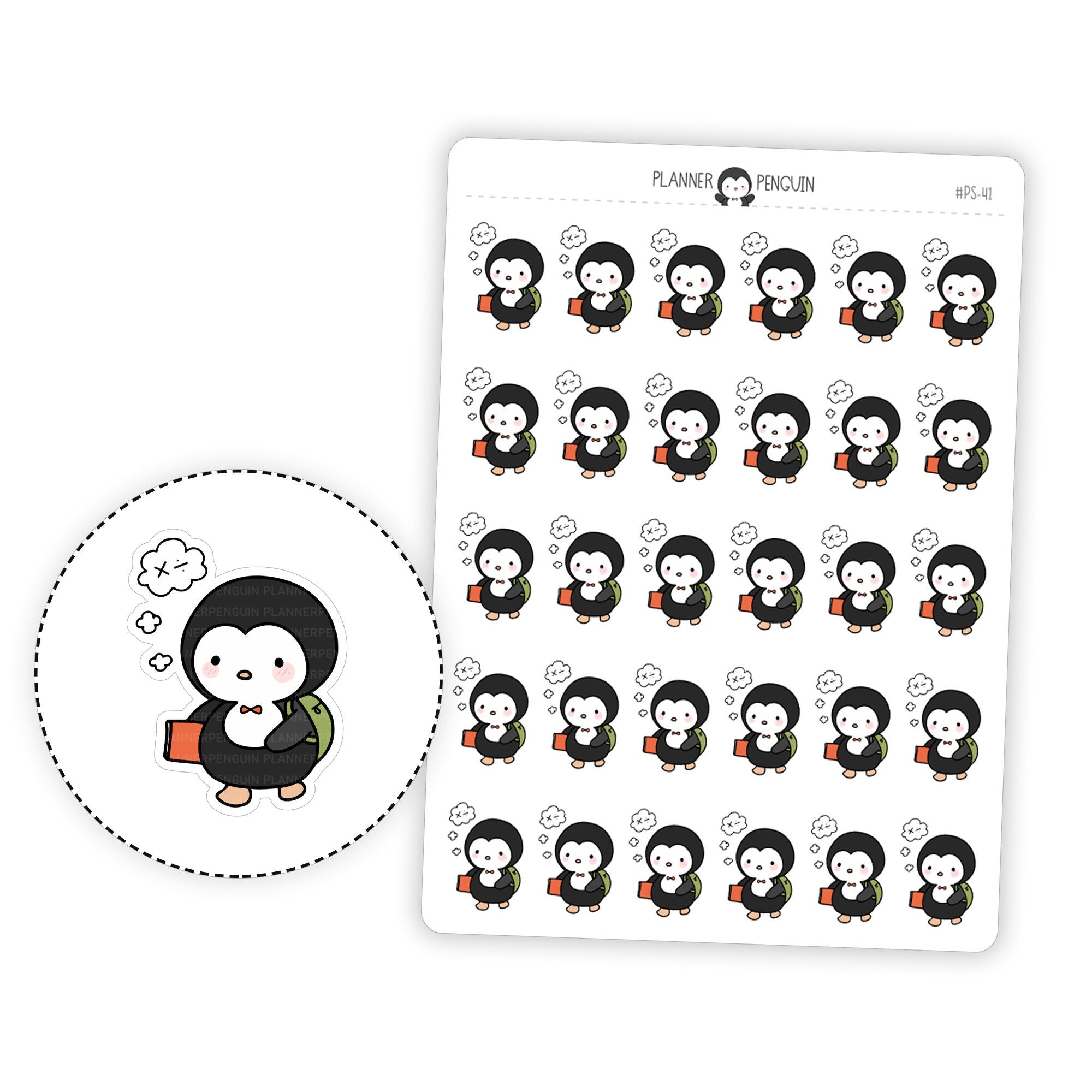 School Study Penguin Planner Stickers