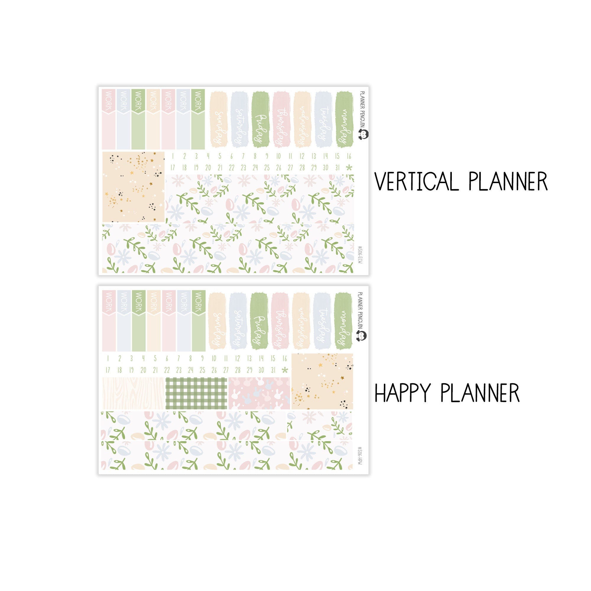 Bunny Hop Weekly Kit Stickers For Vertical Planner or Happy Planner