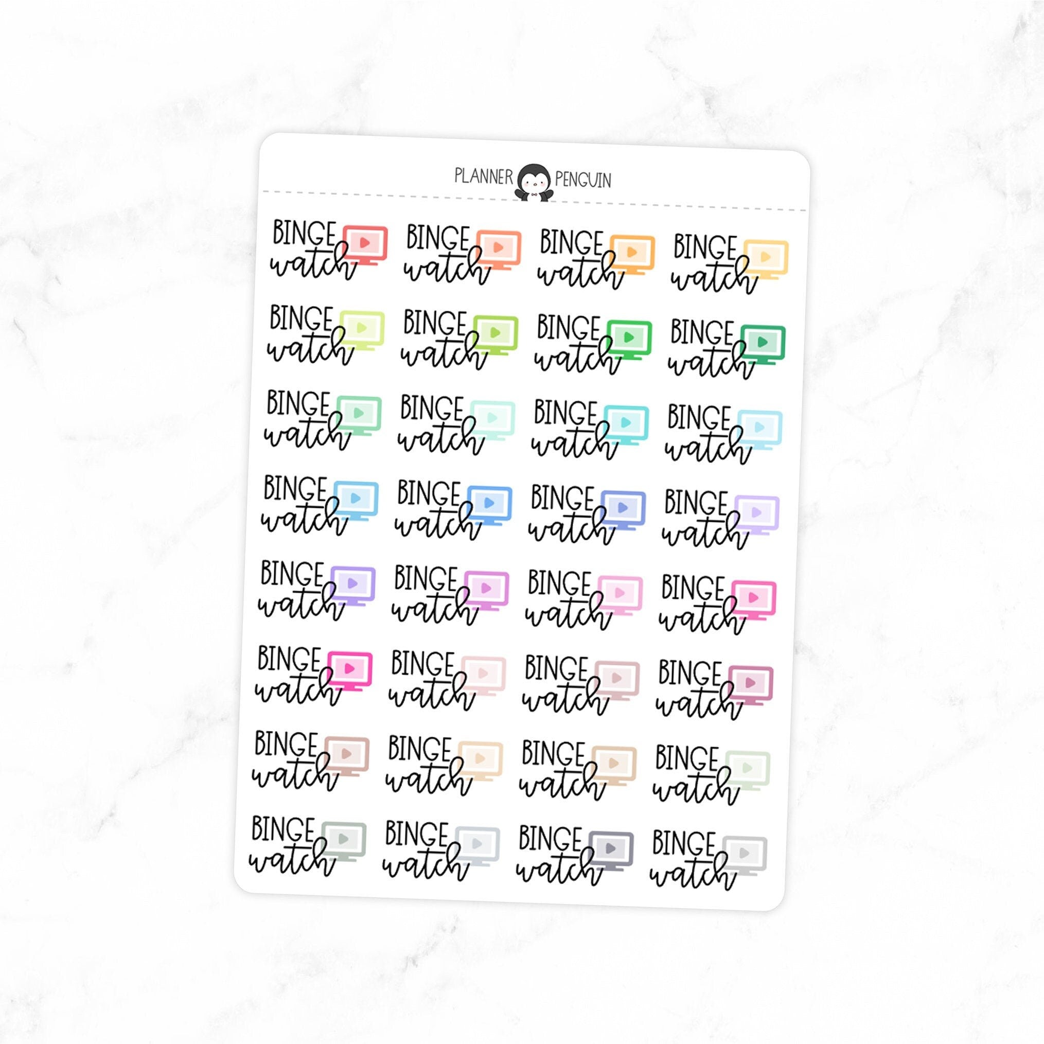 Binge Watch - Icon Script Stickers