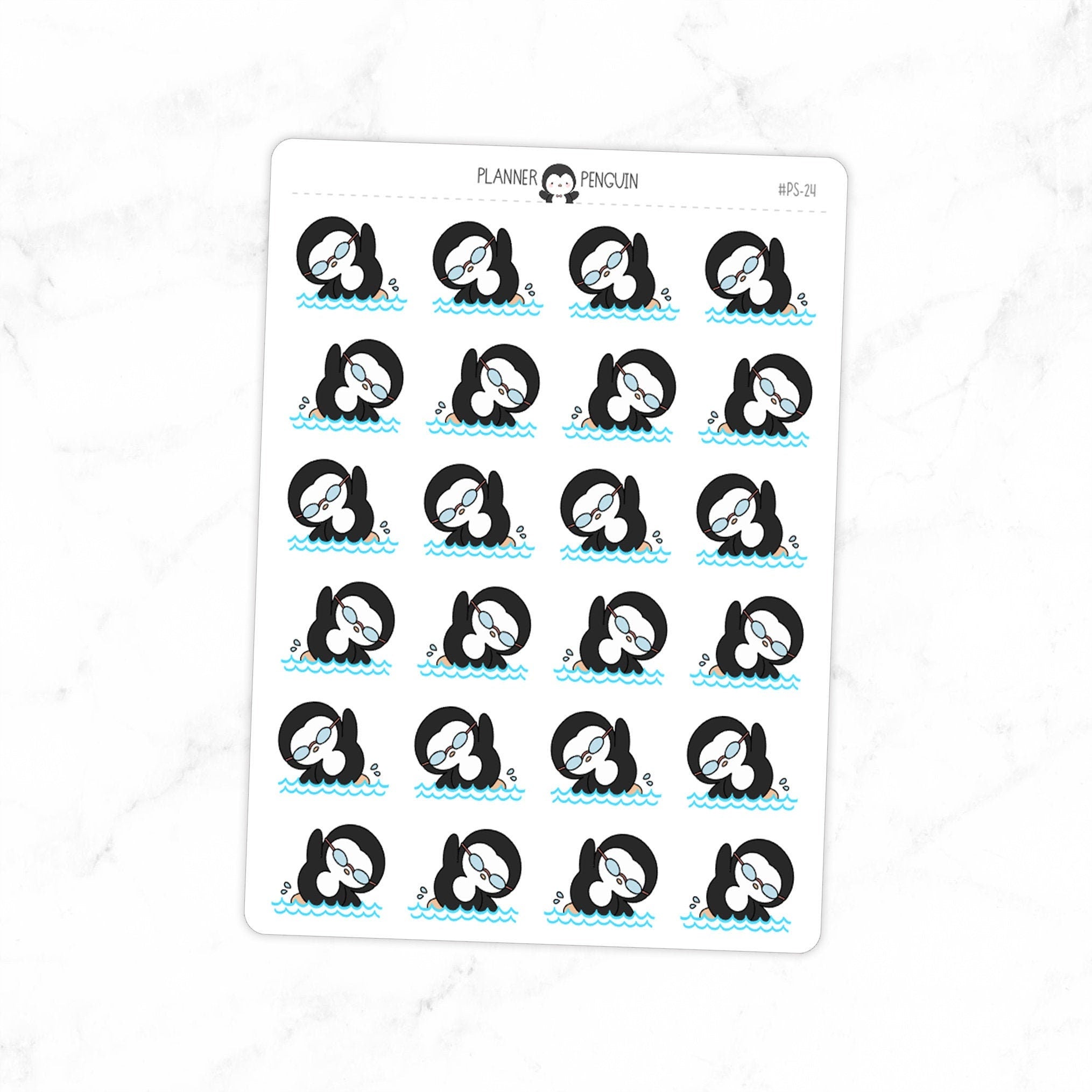 Swimming Penguin Planner Stickers