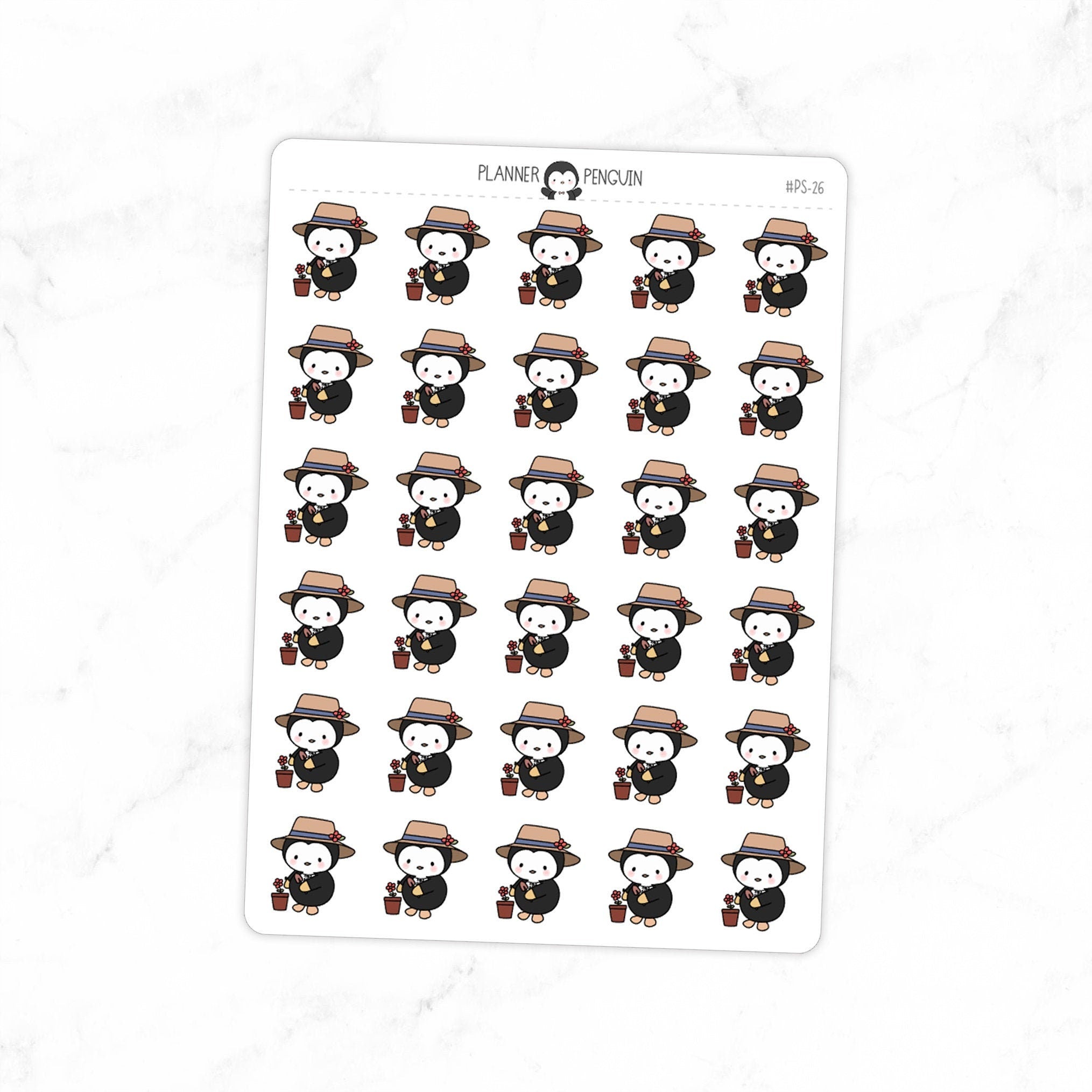 Gardening Penguin Planner Stickers