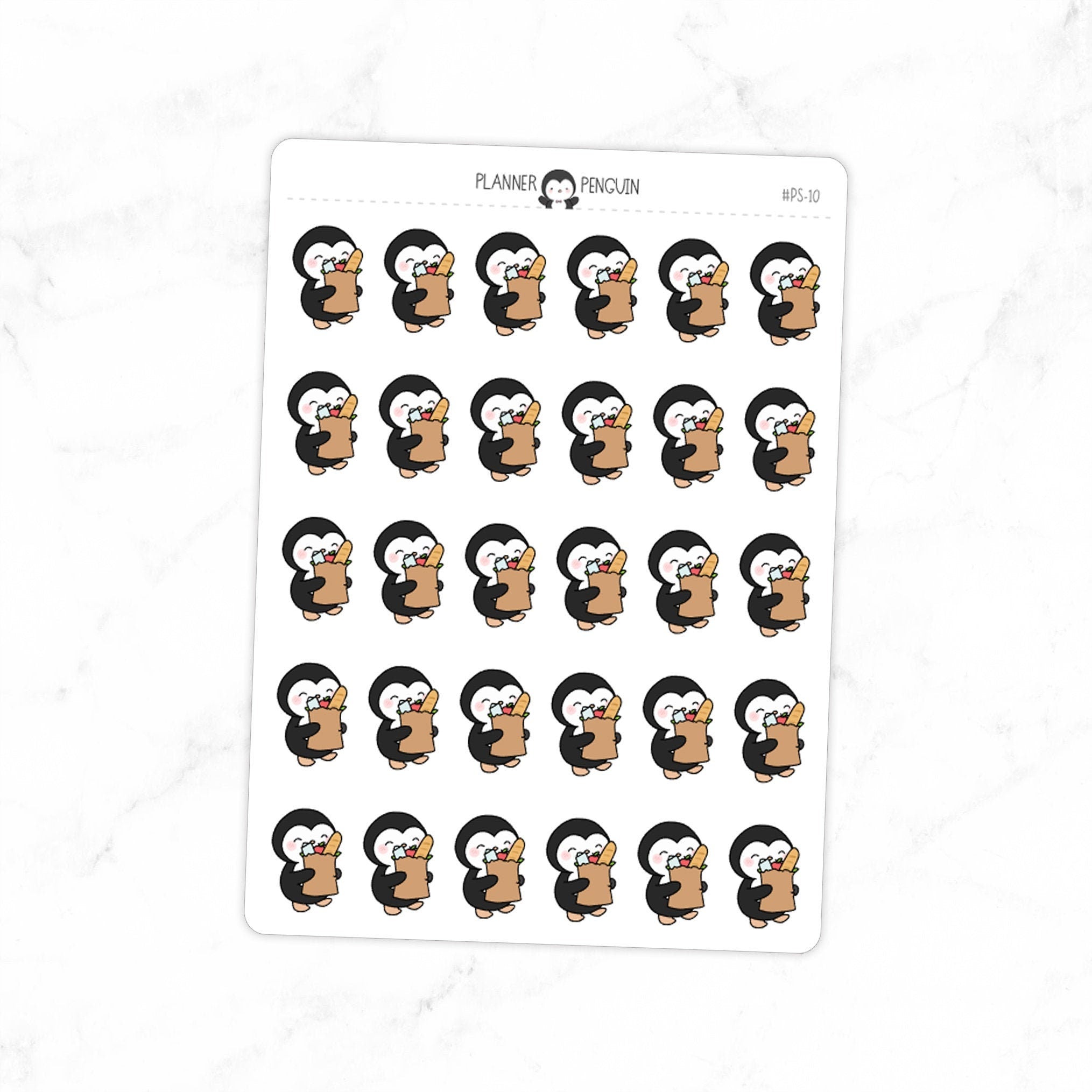 Grocery Shopping Penguin Planner Stickers