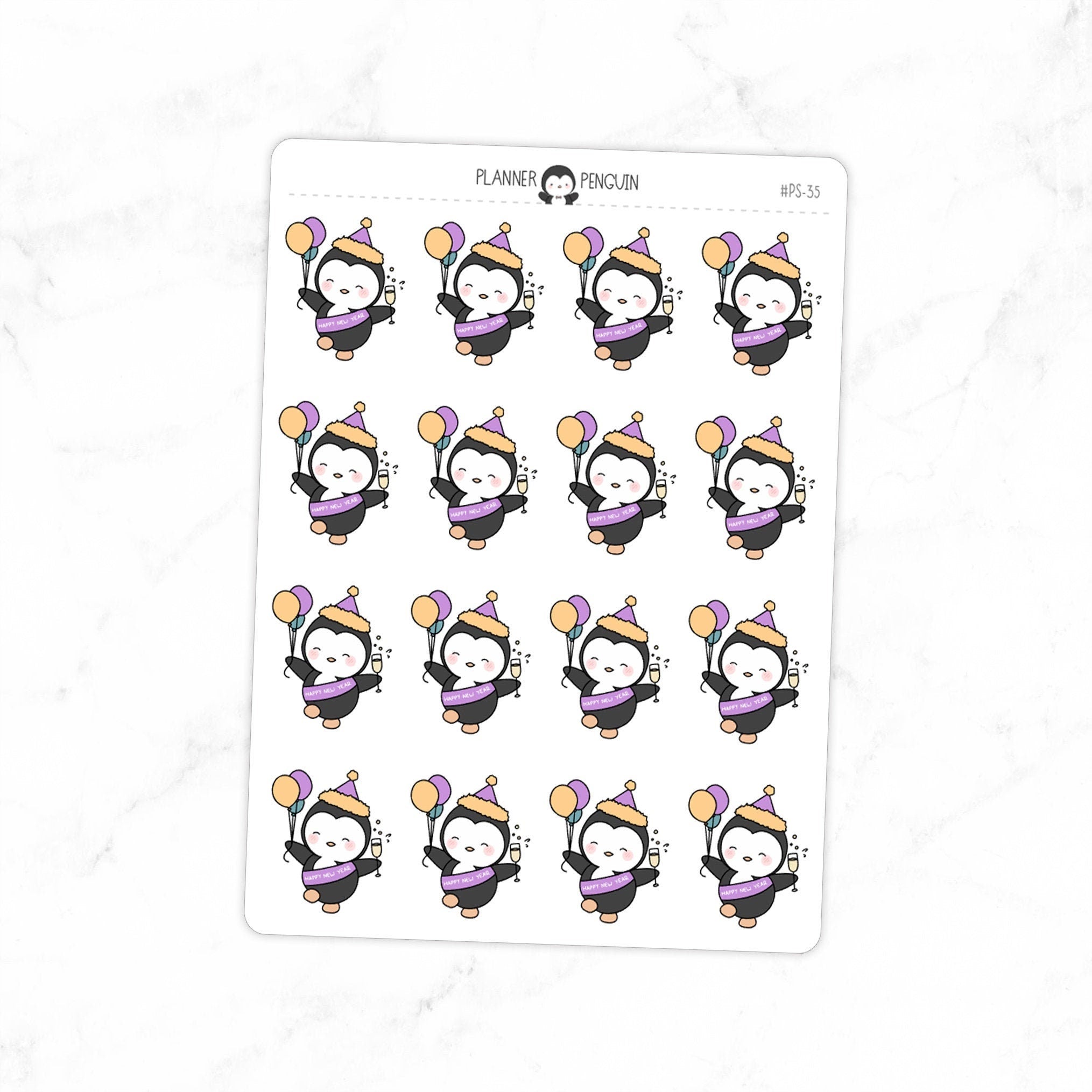 New Year Penguin Planner Stickers