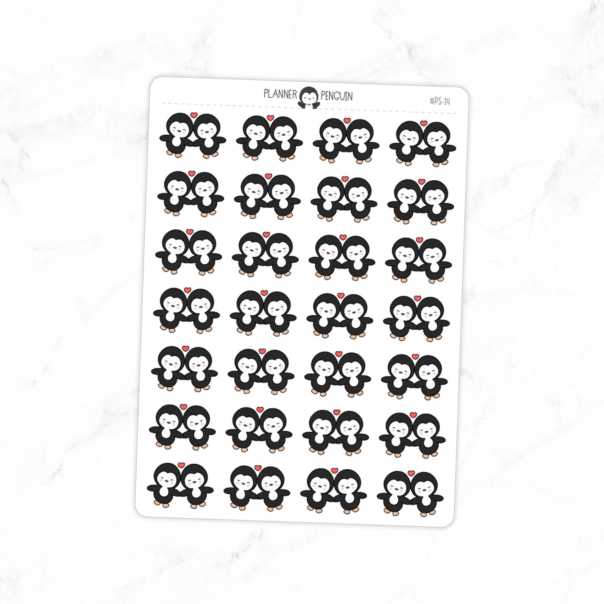 Date Night Love Penguin Planner Stickers