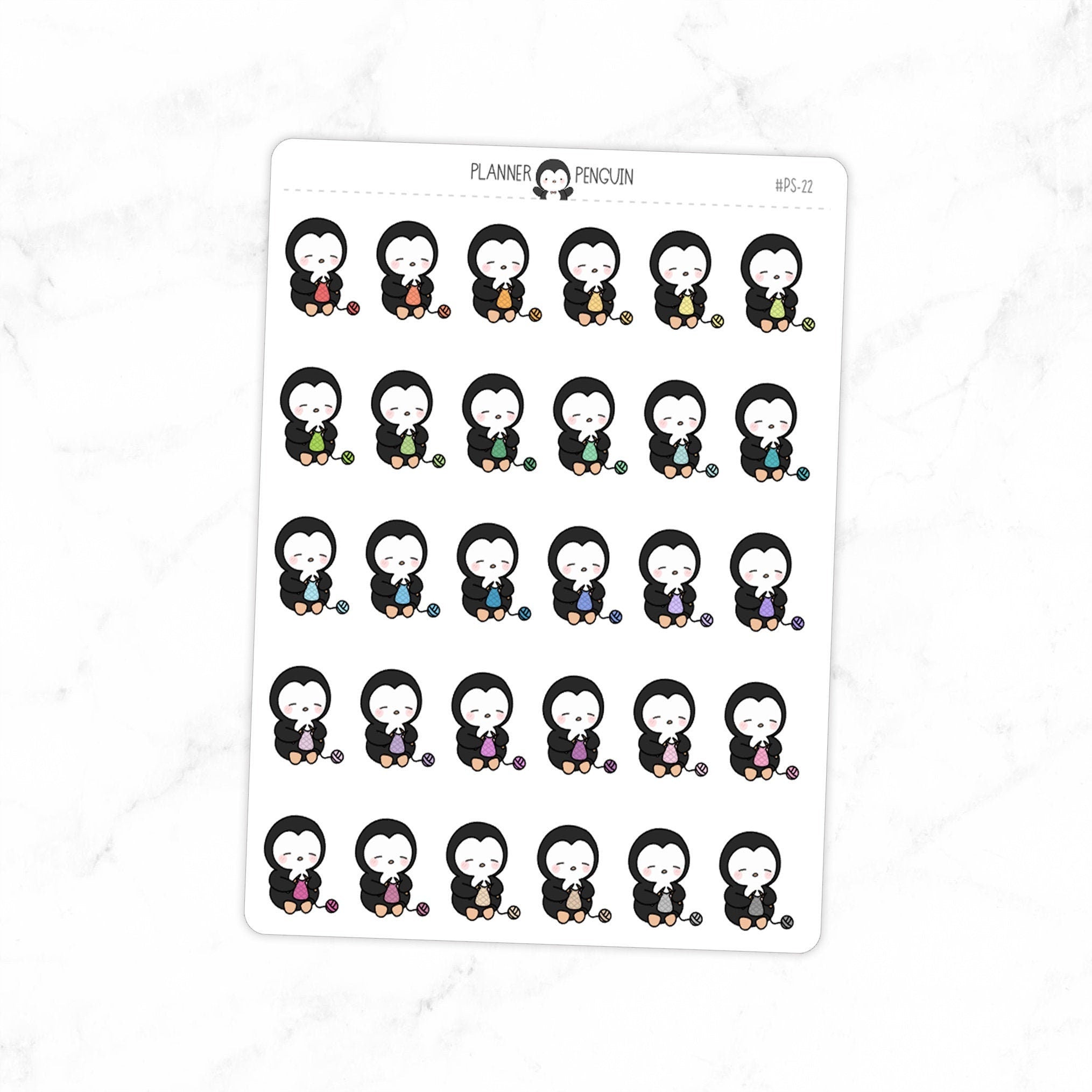 Knitting Penguin Planner Stickers