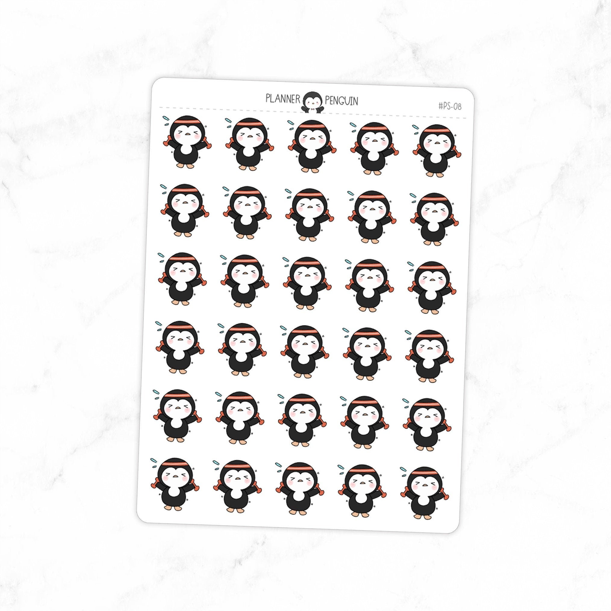 Workout Gym Penguin Planner Stickers