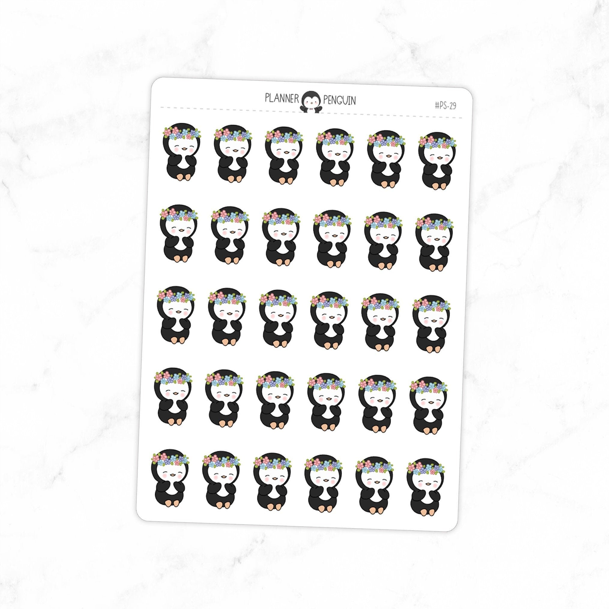Flower Girl Penguin Planner Stickers
