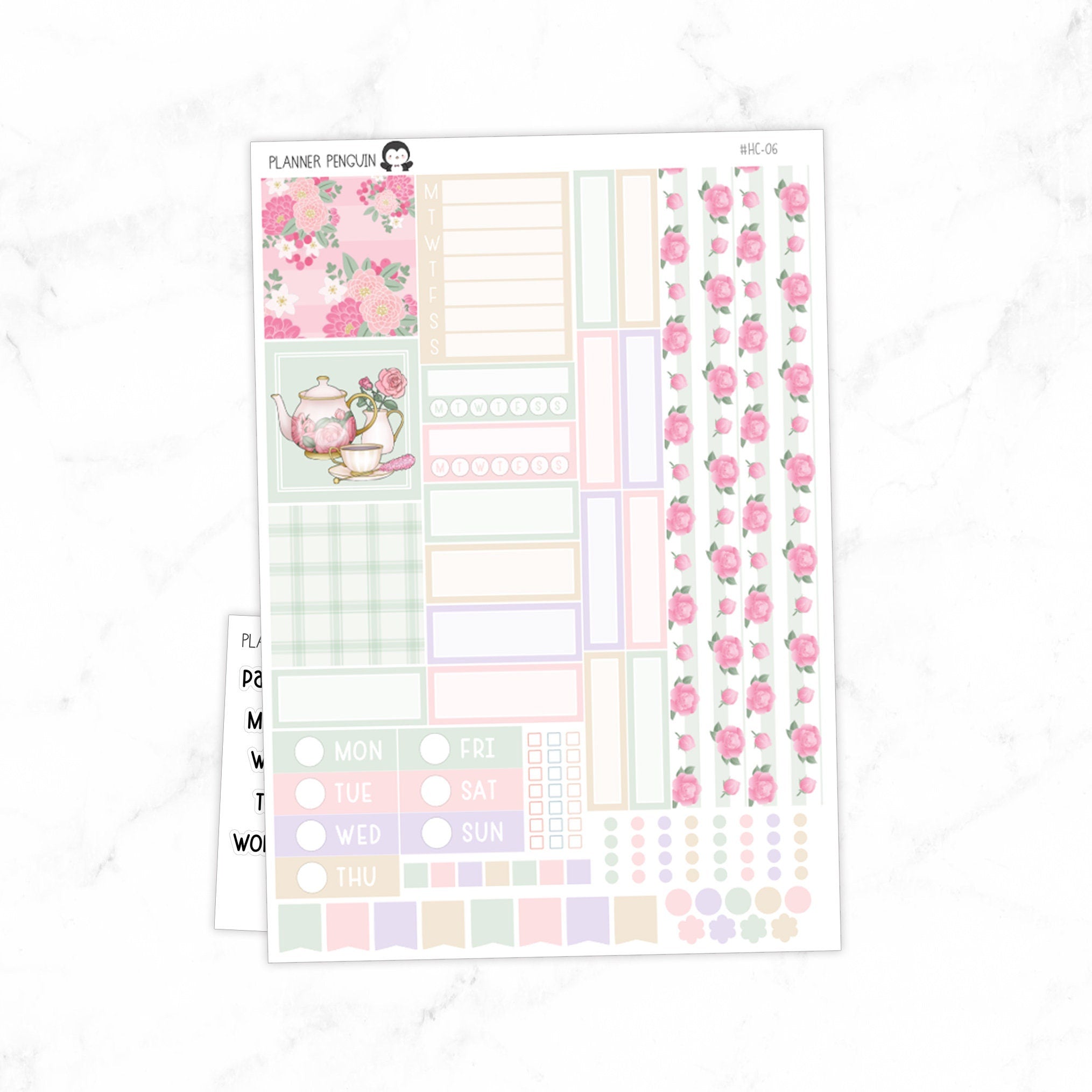 Tea Room Pastel Hobonichi Cousin A5 Weekly Sticker Kit// #HC-06