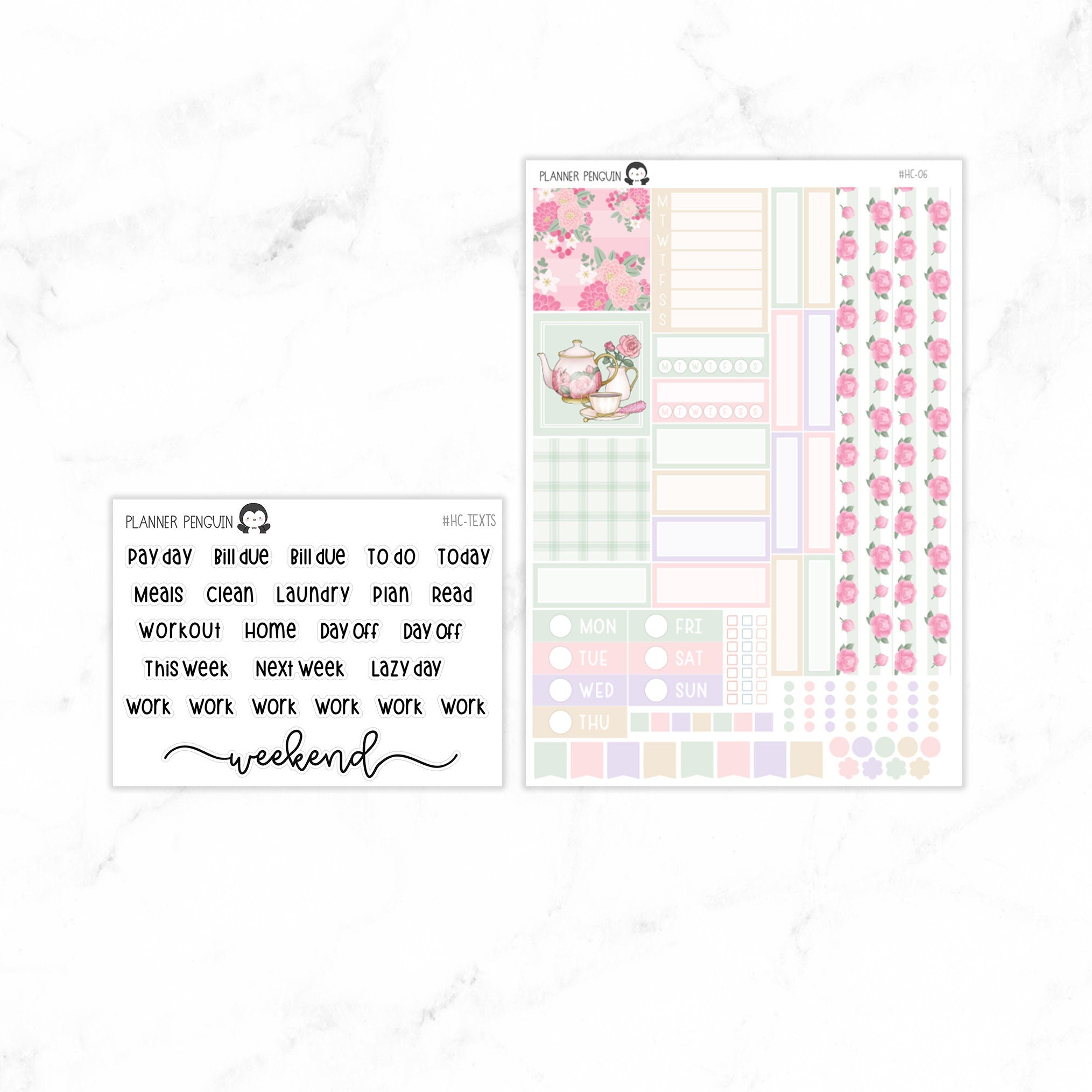 Tea Room Pastel Hobonichi Cousin A5 Weekly Sticker Kit// #HC-06