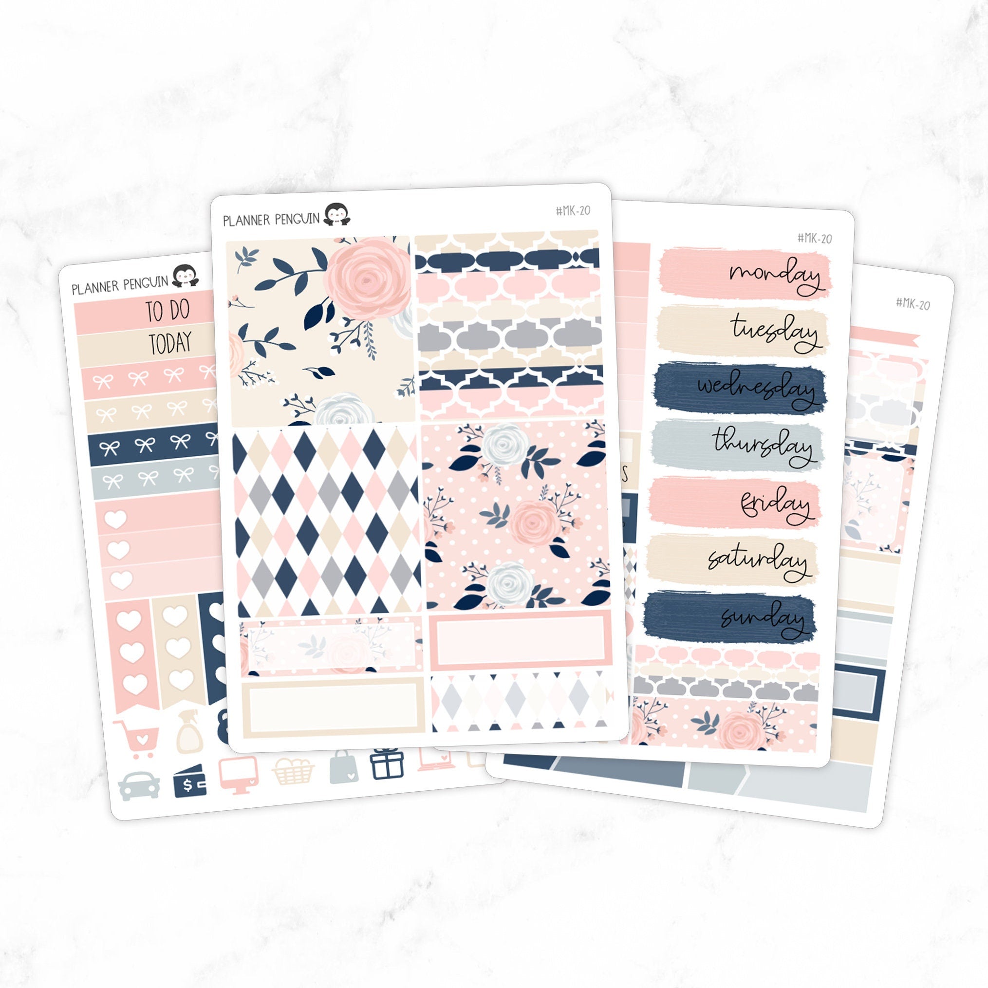 Peach And Navy Mini Weekly B6 Kit