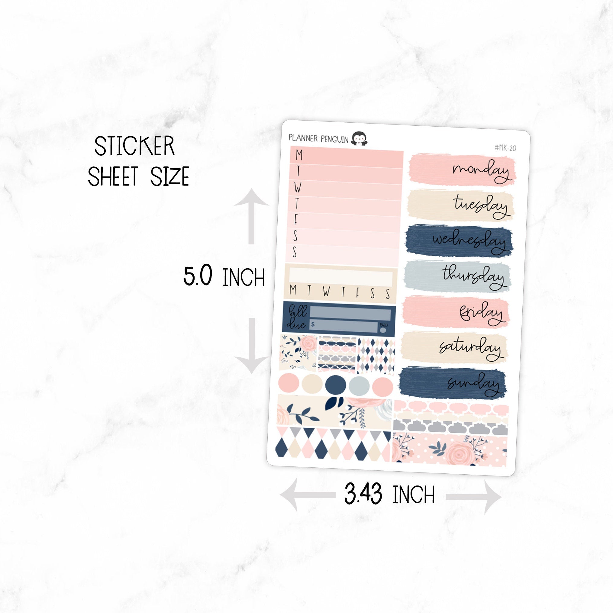 Peach And Navy Mini Weekly B6 Kit