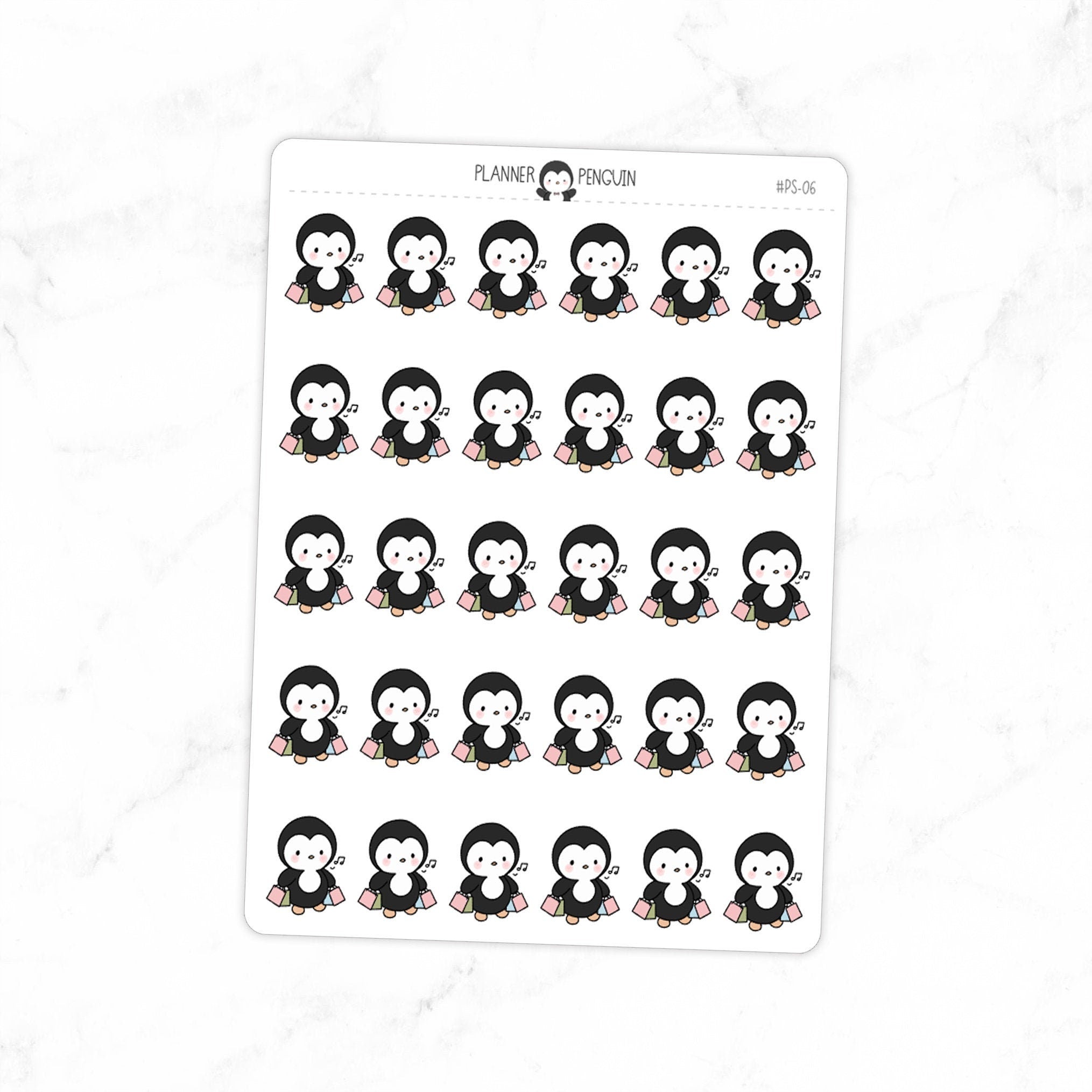 Shopping Penguin Planner Stickers