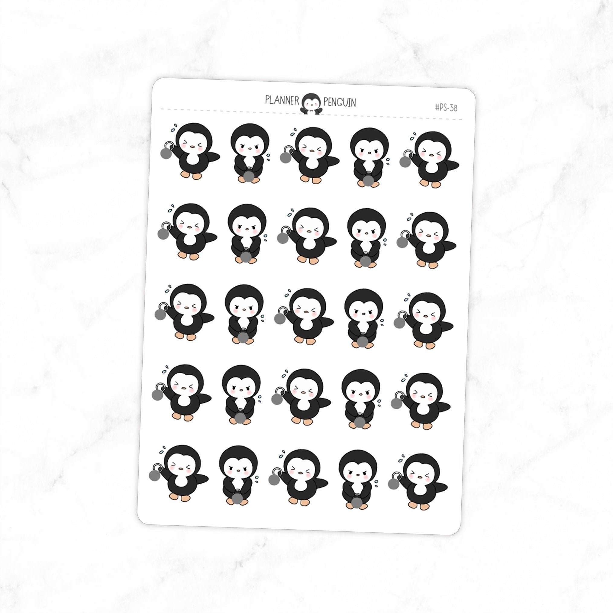 Kettlebell Workout Penguin Planner Stickers