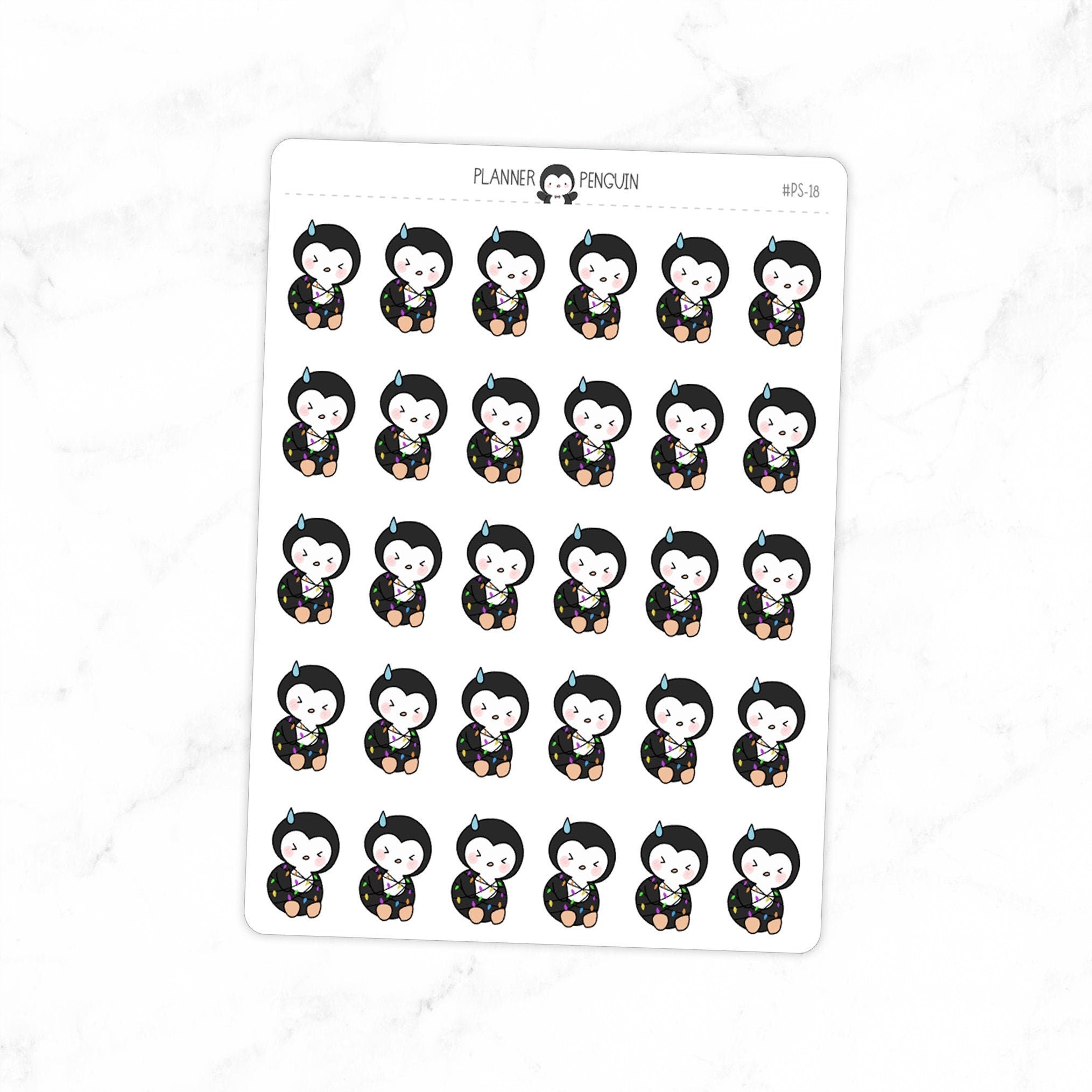 Christmas Lights Penguin Planner Stickers