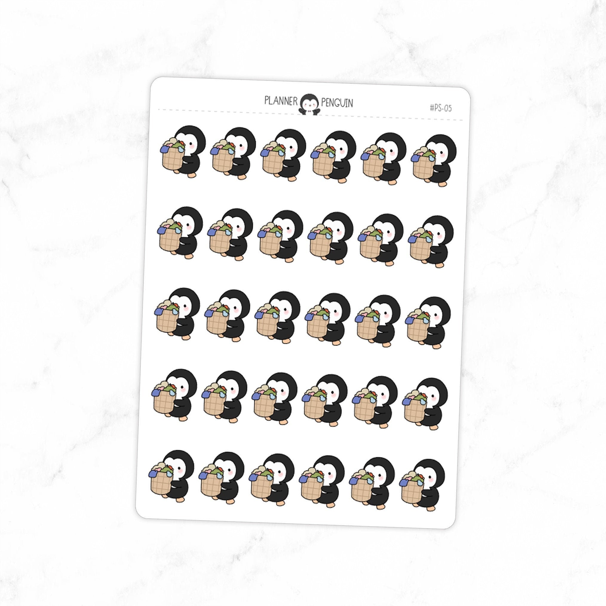 Laundry Penguin Planner Stickers