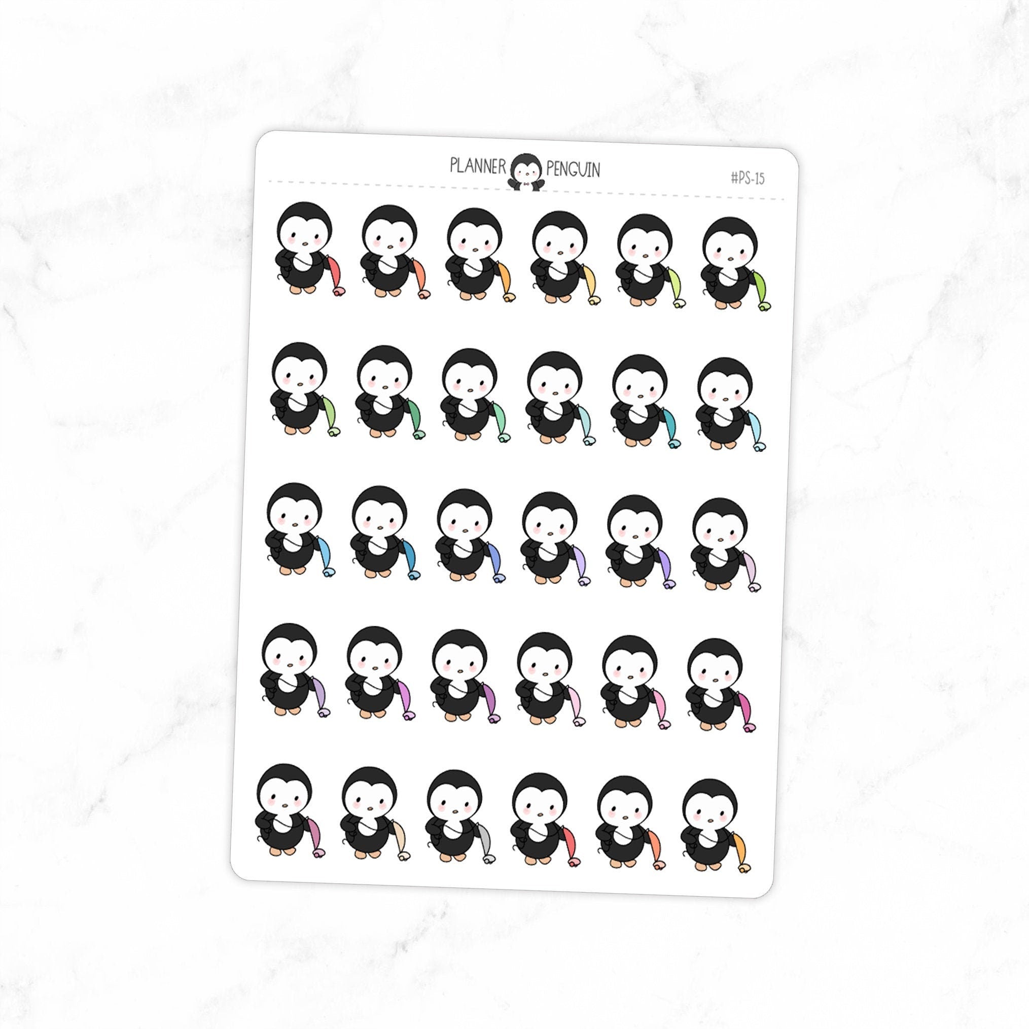 Vacuum Cleaning Penguin Planner Stickers