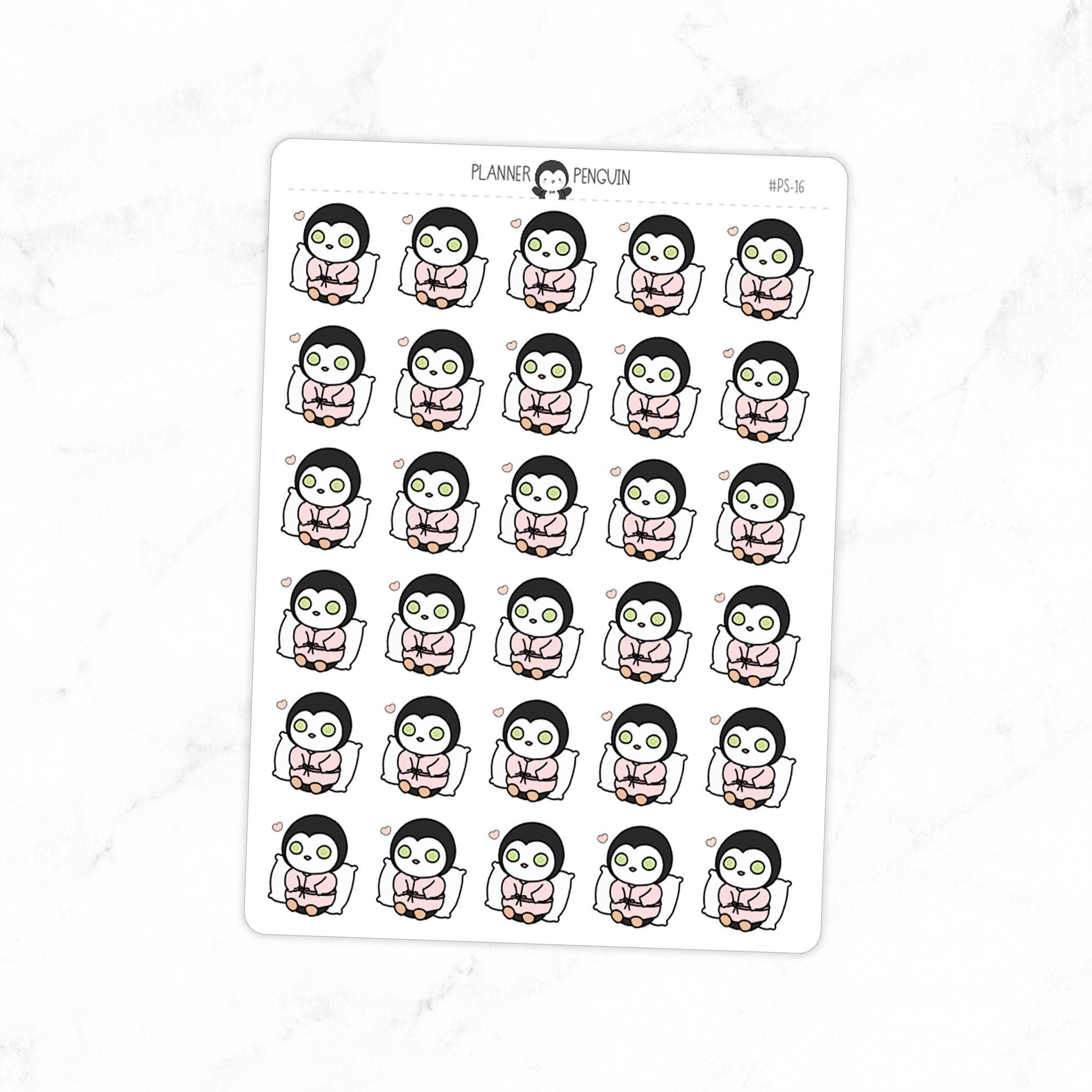 Spa Day Penguin Planner Stickers