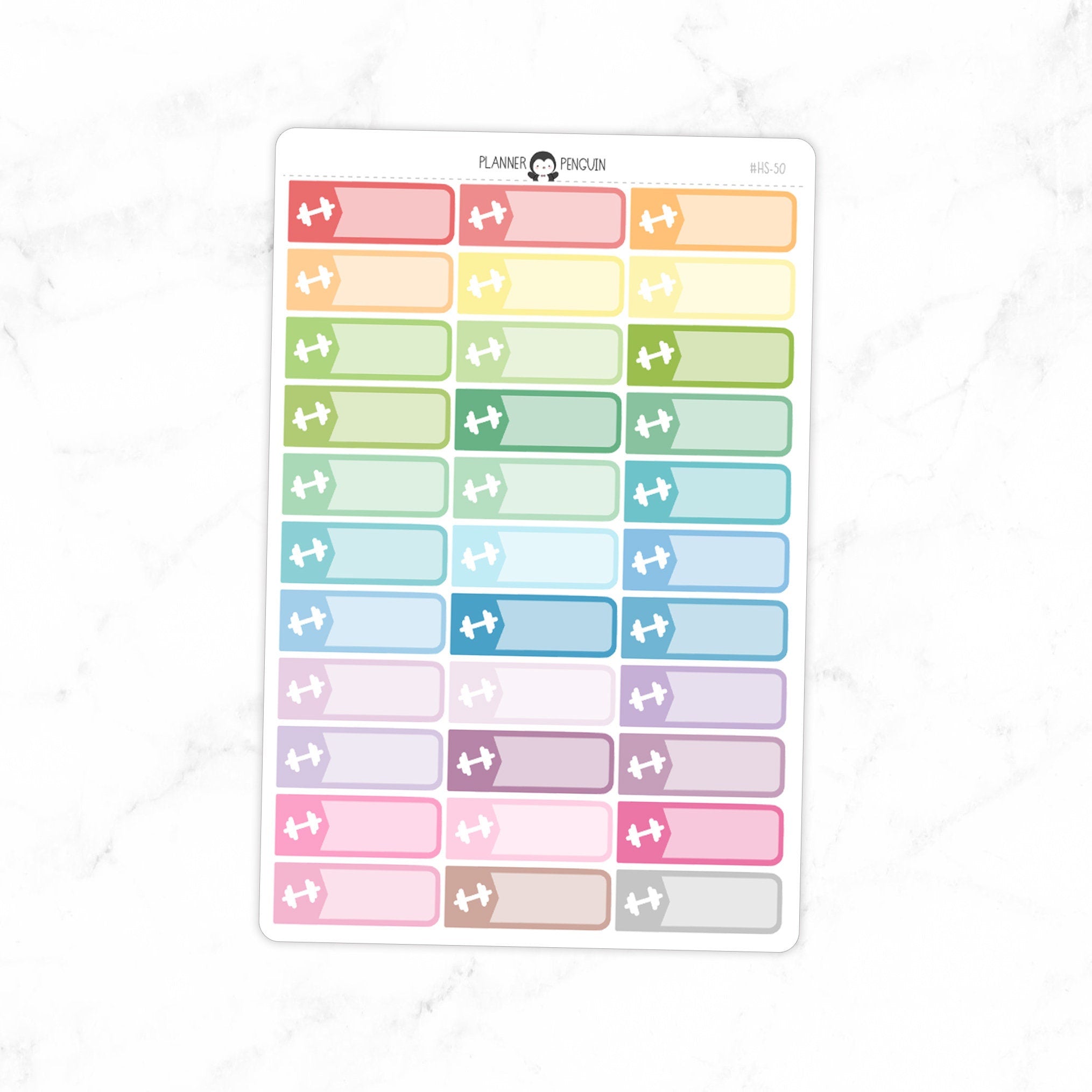 Workout Weights Dumbbell Quarter Box Planner Stickers