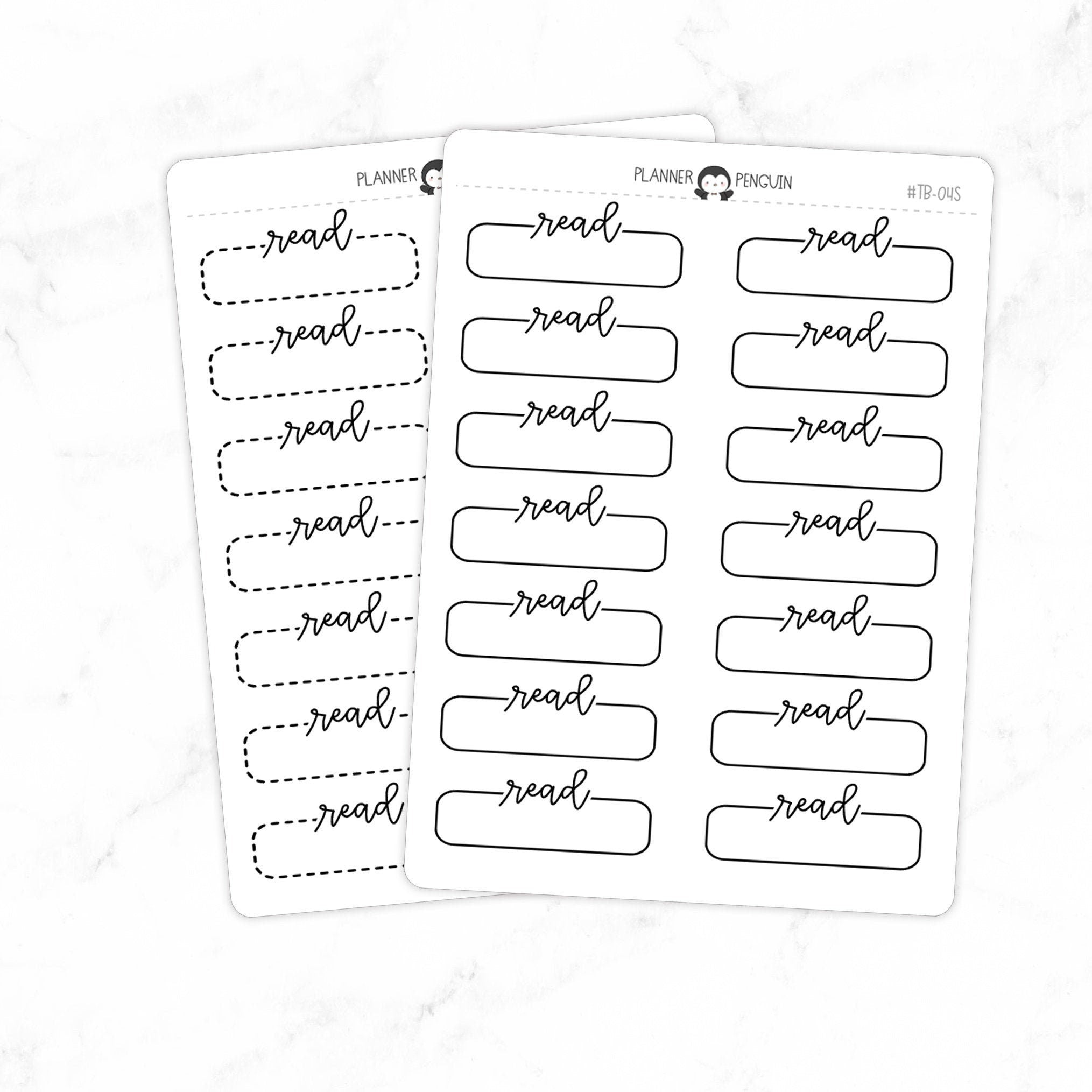 Read Script Quarter Label Box Planner Stickers
