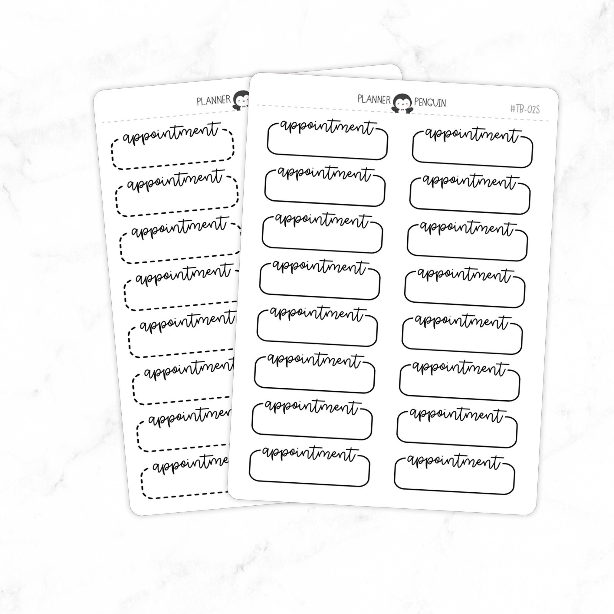 Appointment Script Quarter Label Box Planner Stickers