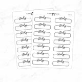 Study Script Quarter Label Box Planner Stickers