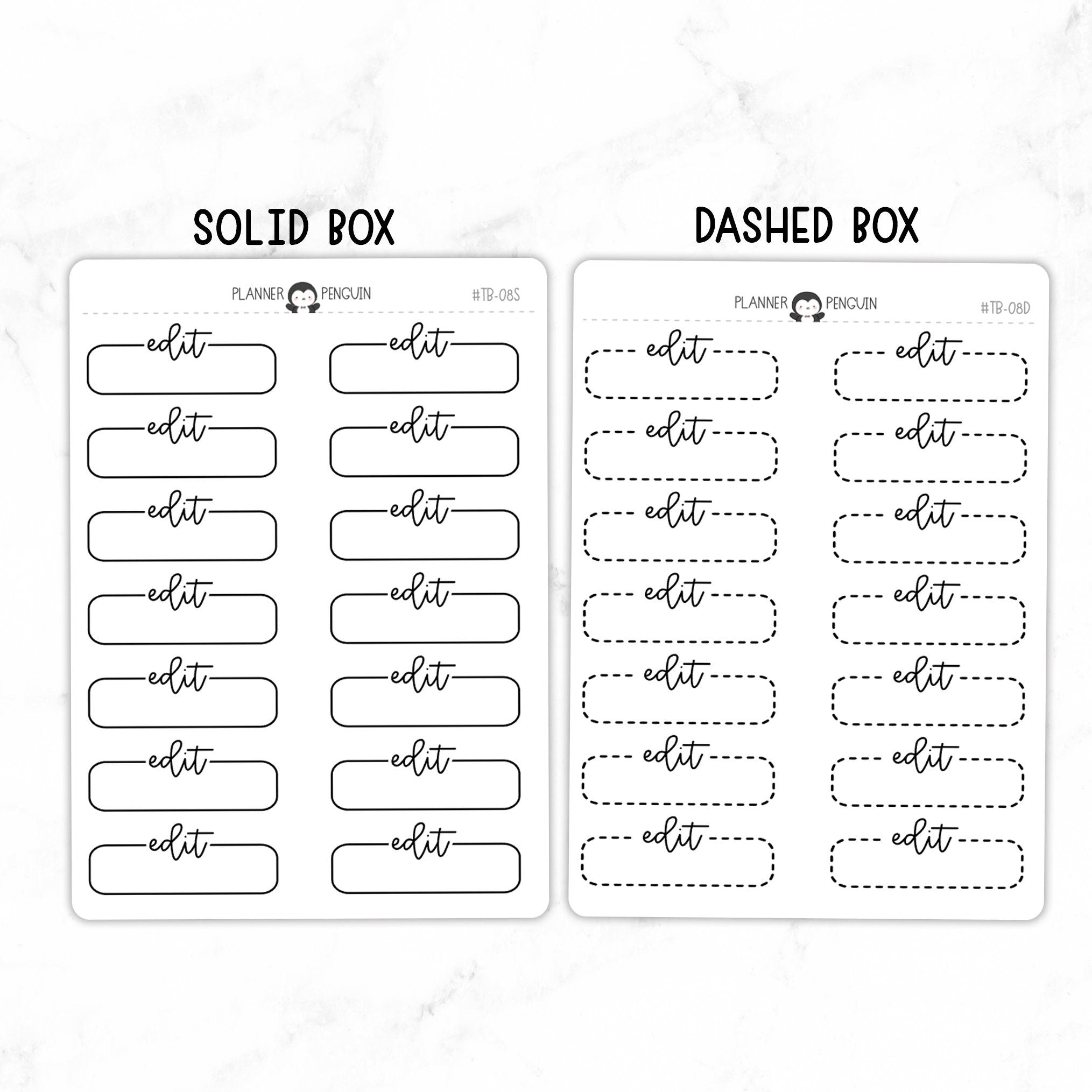 Edit Script Quarter Label Box Planner Stickers