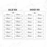 Clean Script Quarter Label Box Planner Stickers