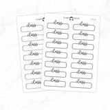 Class Script Quarter Label Box Planner Stickers