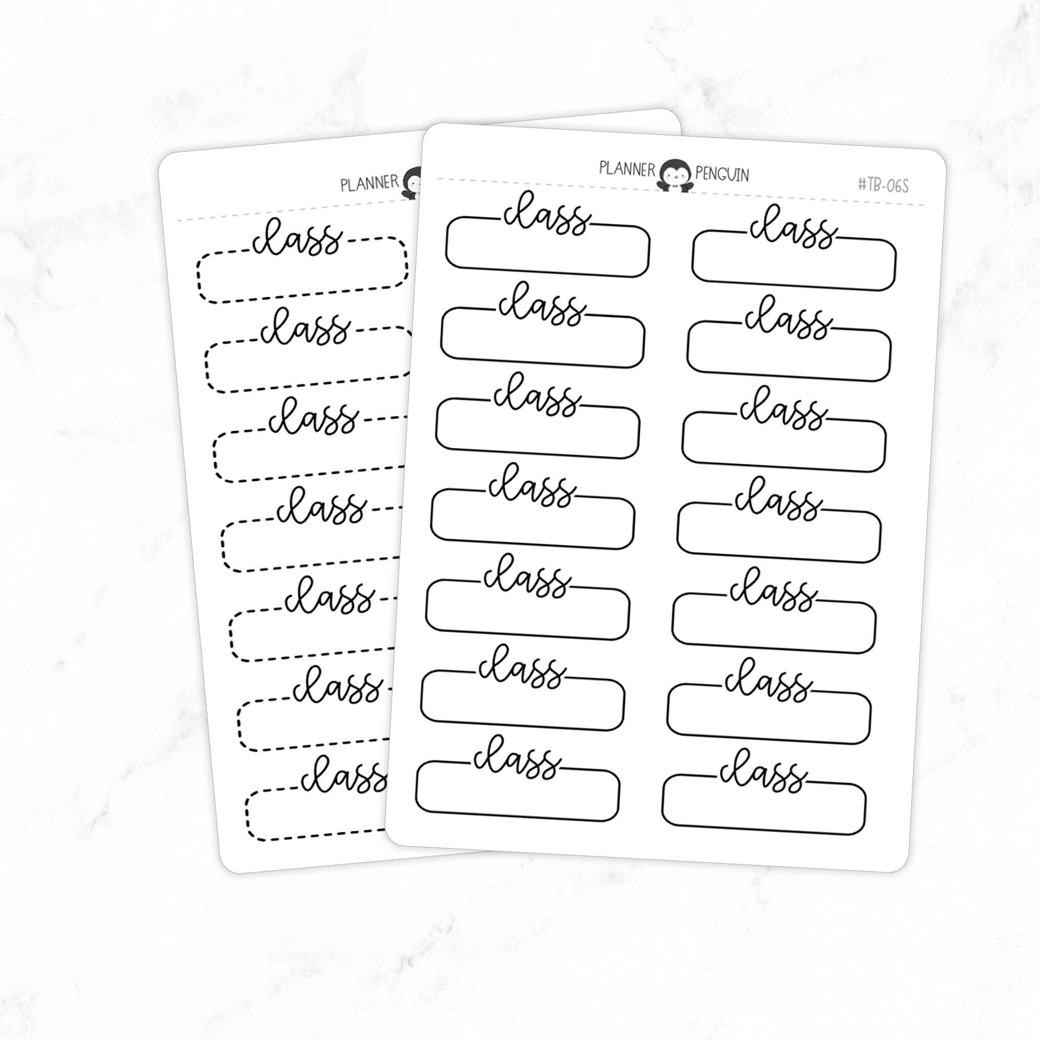 Class Script Quarter Label Box Planner Stickers