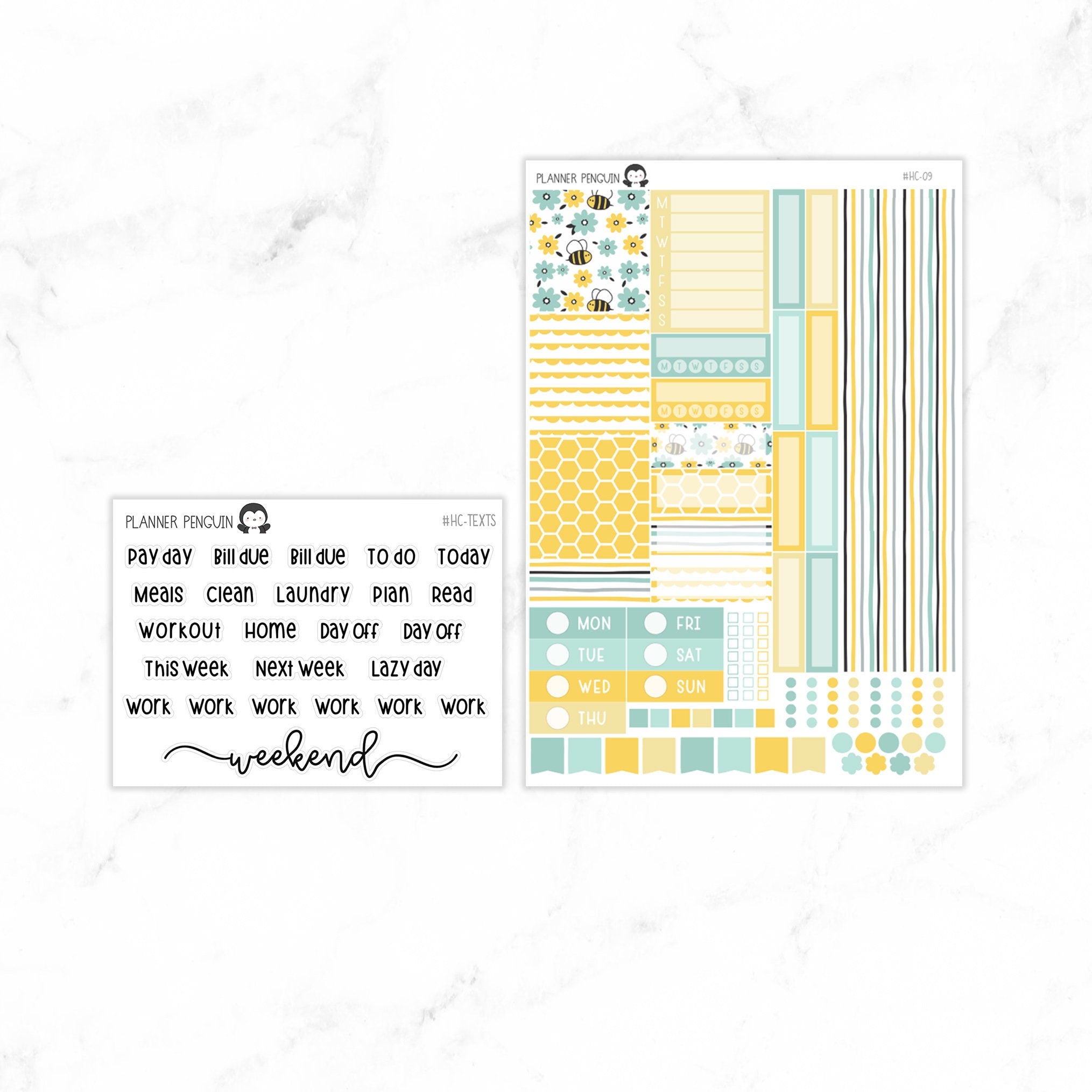 Bumble Bee Hobonichi Cousin A5 Weekly Sticker Kit// #HC-09