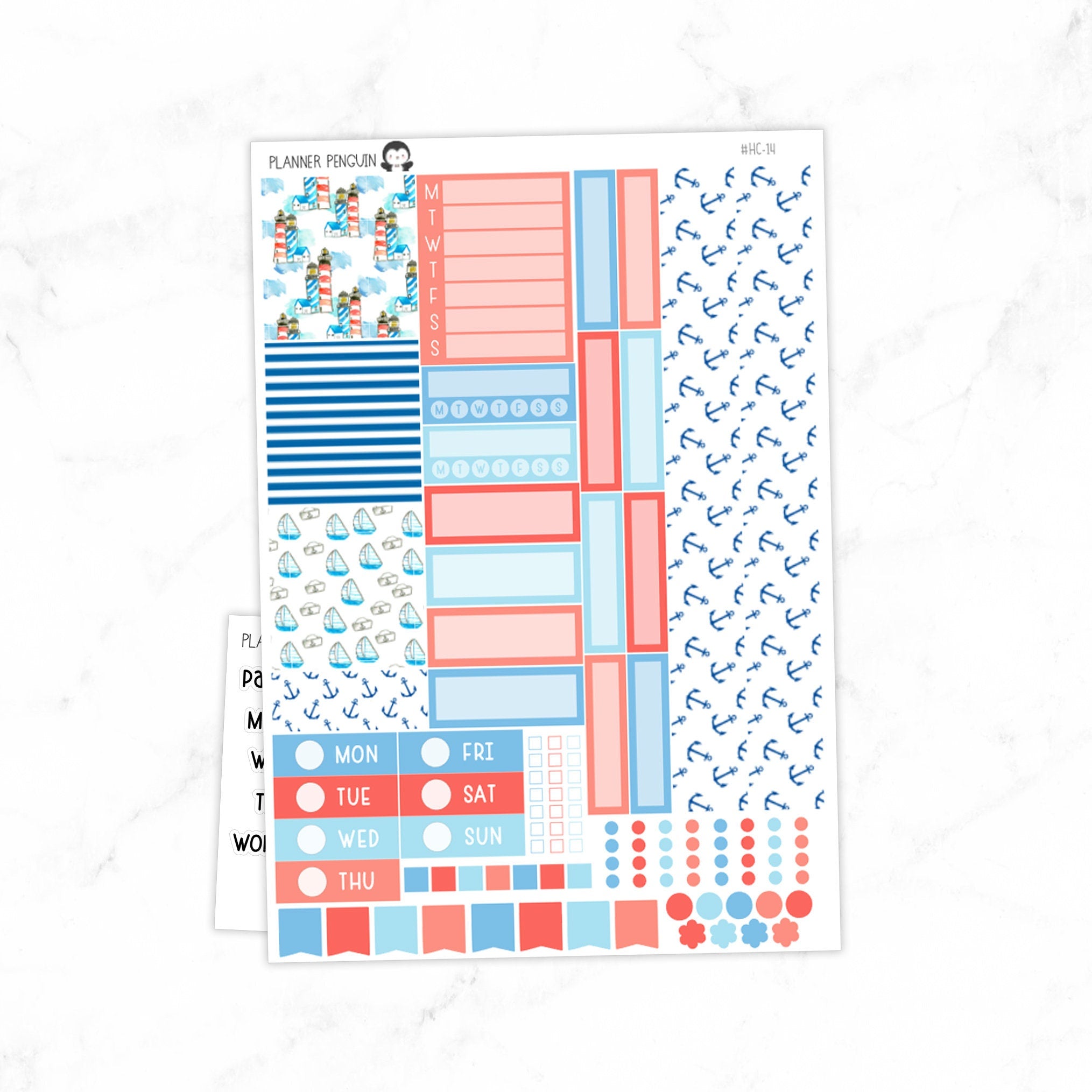 Nautical Hobonichi Cousin A5 Weekly Sticker Kit// #HC-14