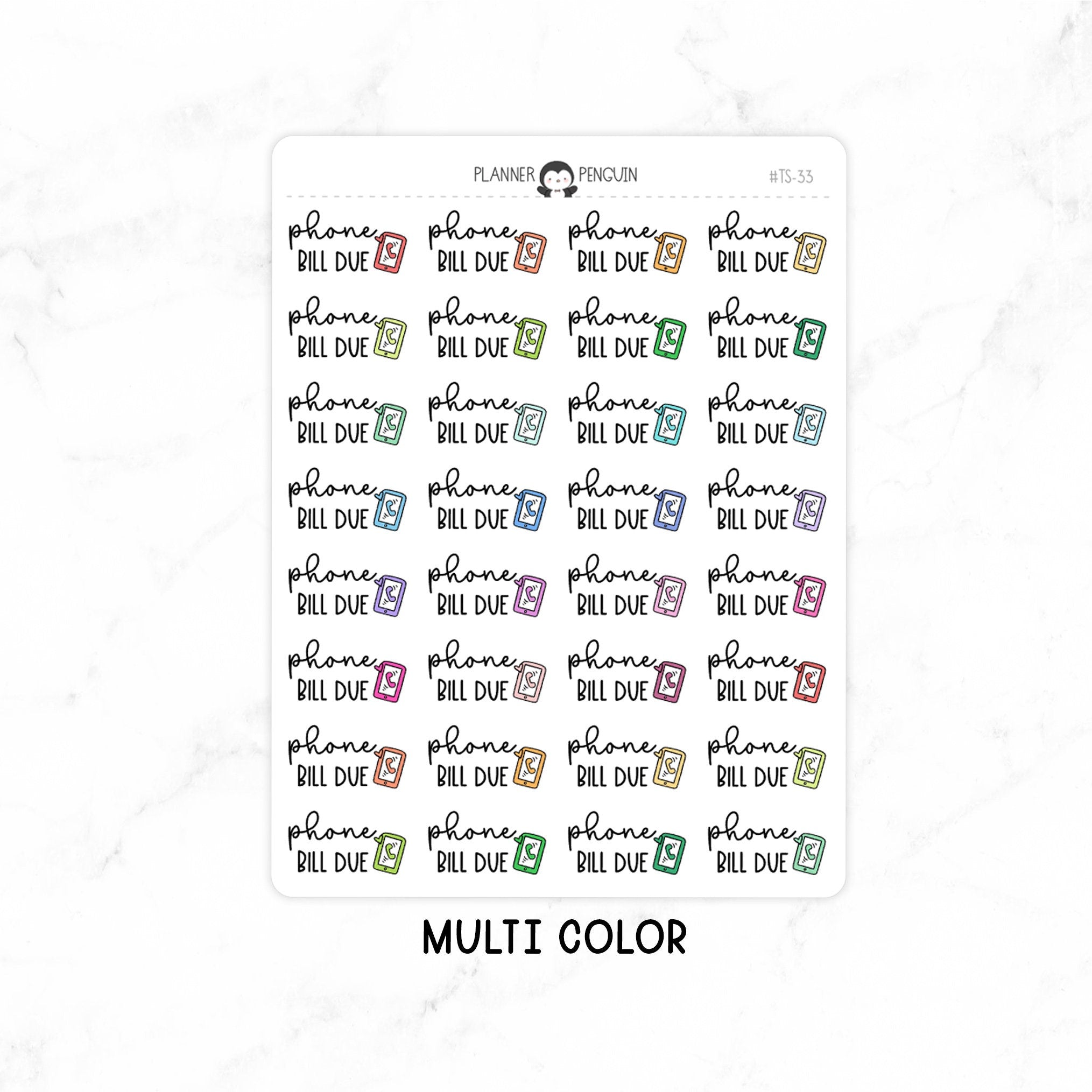 Phone Bill Due - Icon Script Stickers