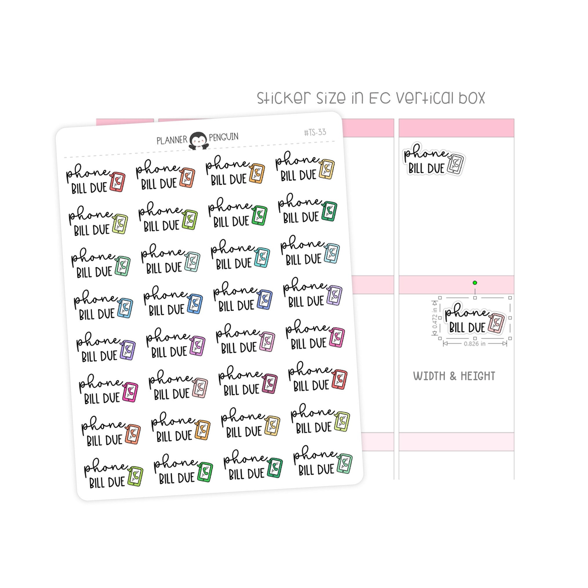 Phone Bill Due - Icon Script Stickers