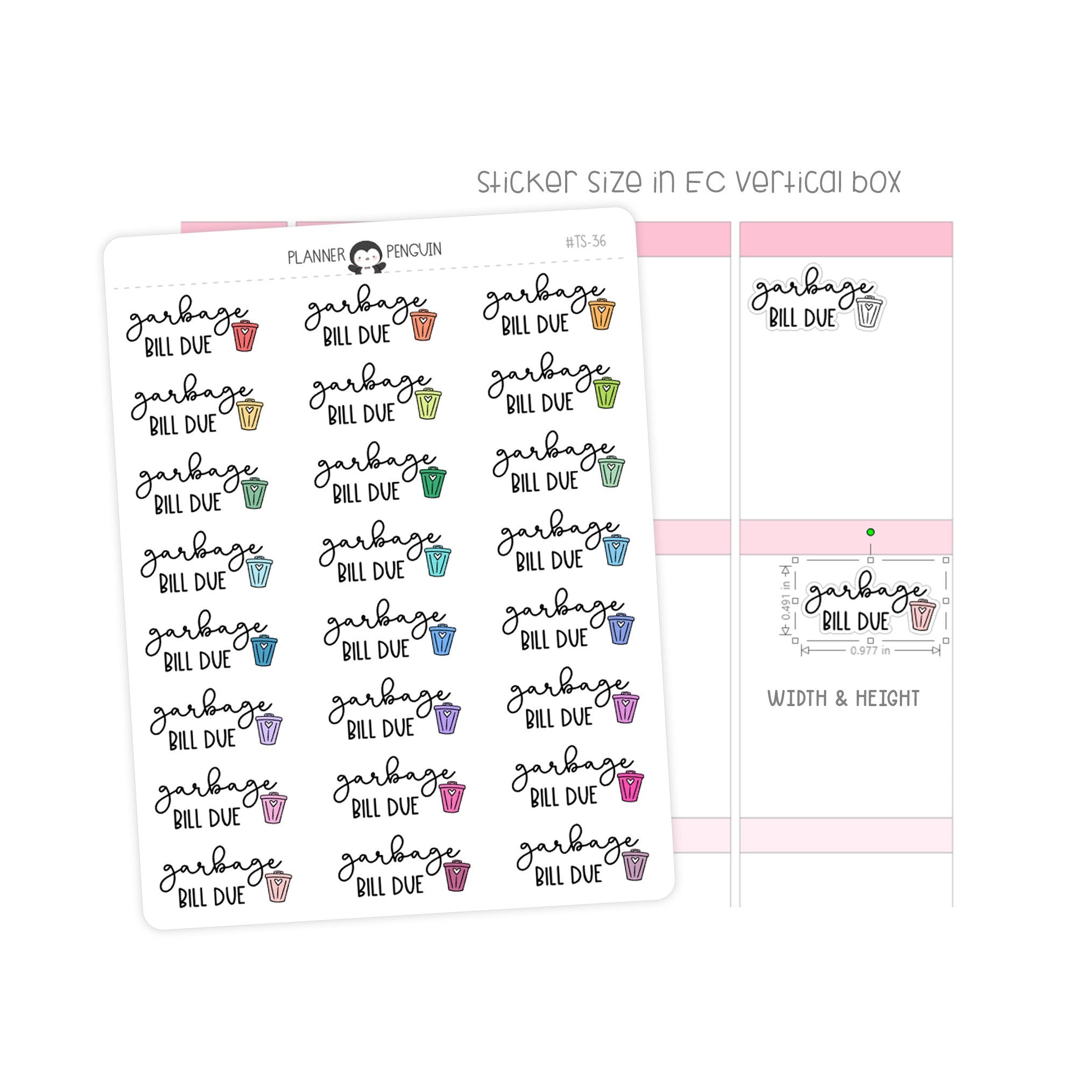 Garbage Bill Due - Icon Script Stickers
