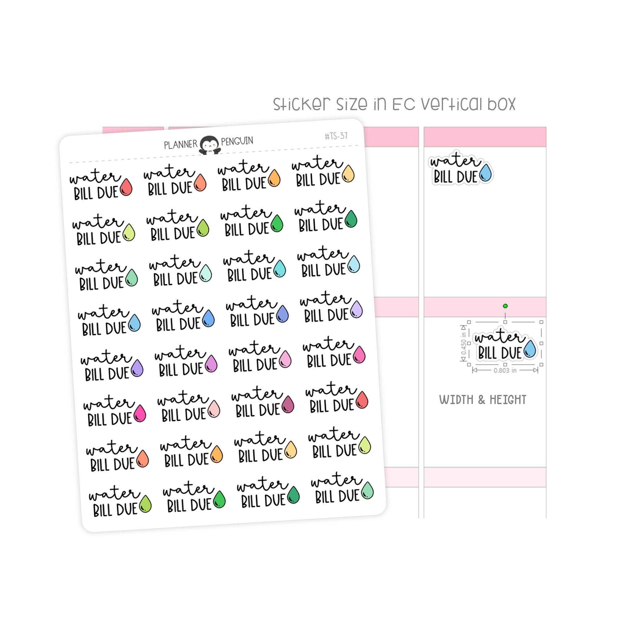 Water Bill Due - Icon Script Stickers